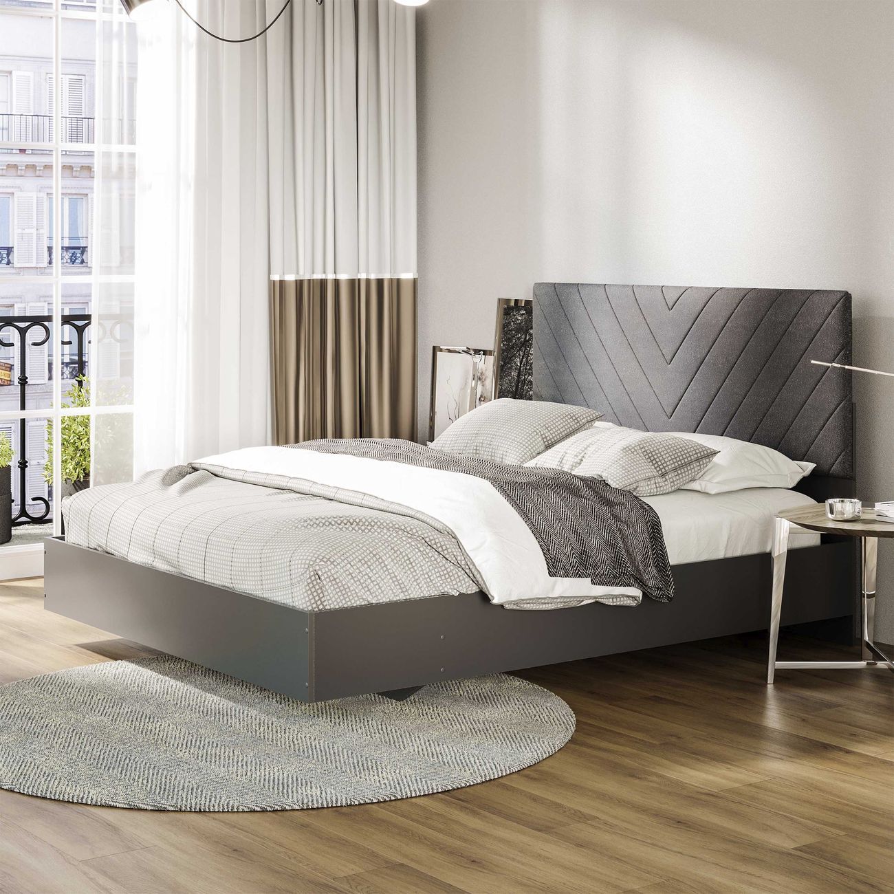 Кровать с мягким изголовьем Трия 266954