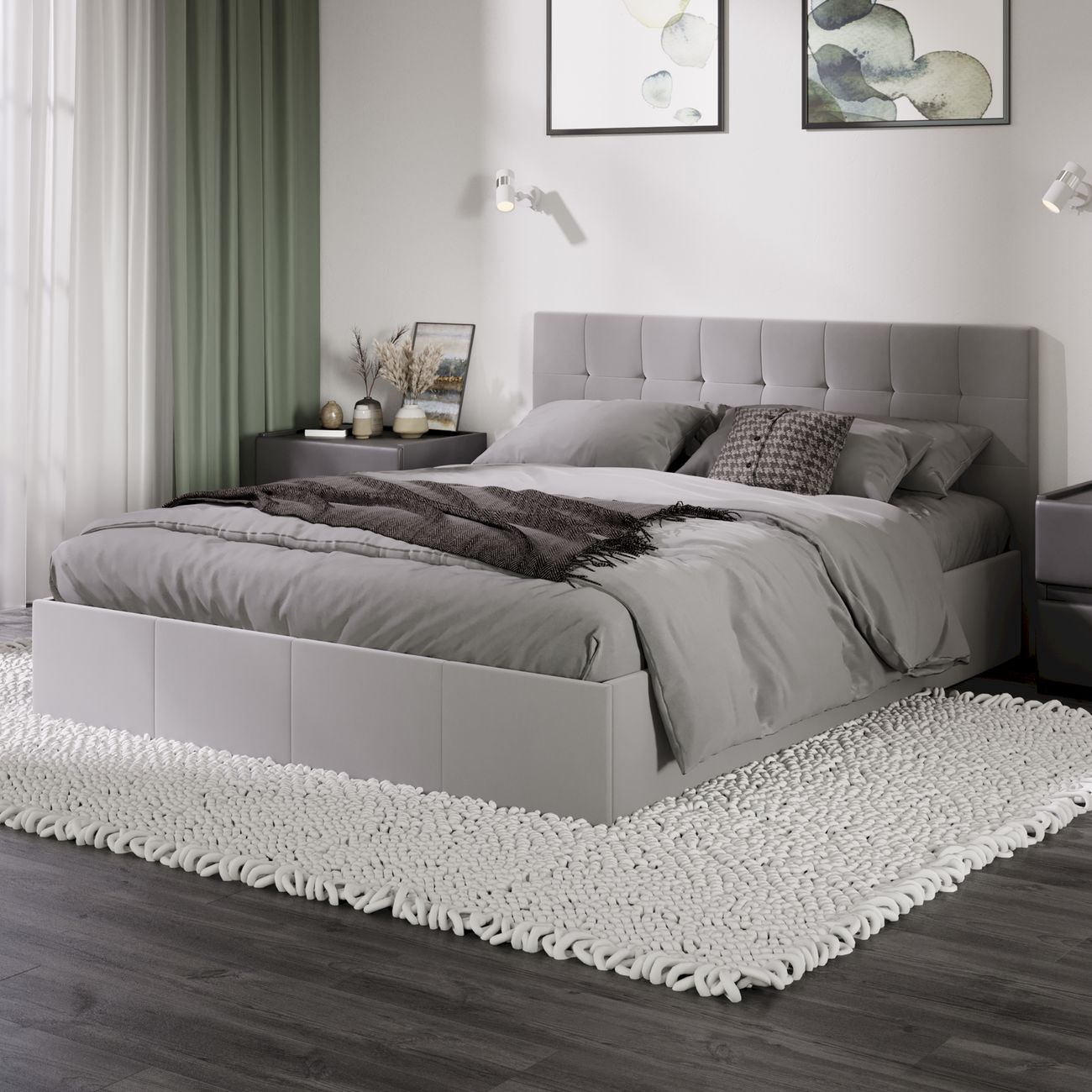 Кровать с подъемным механизмом Трия Эмма (1600) Велюр Confetti серебристый