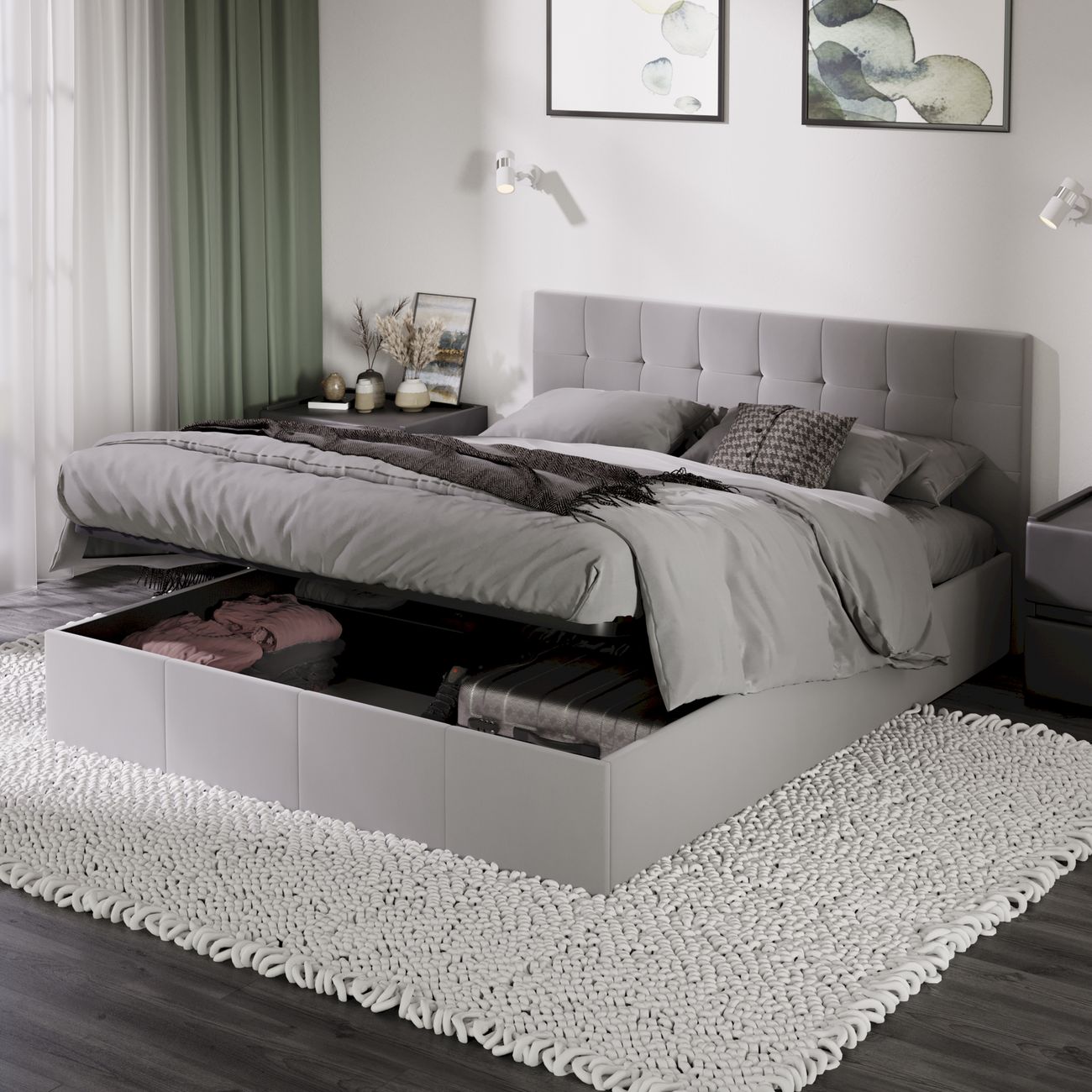 Кровать с подъемным механизмом Трия Эмма (1600) Велюр Confetti серебристый