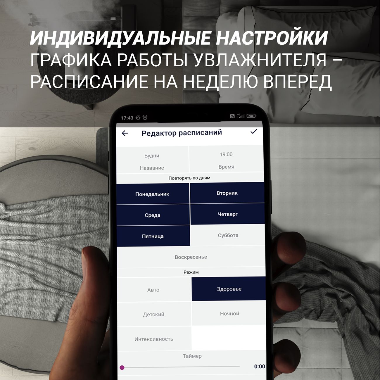 Воздухоувлажнитель Polaris PUH 2300 WIFI IQ Home черный