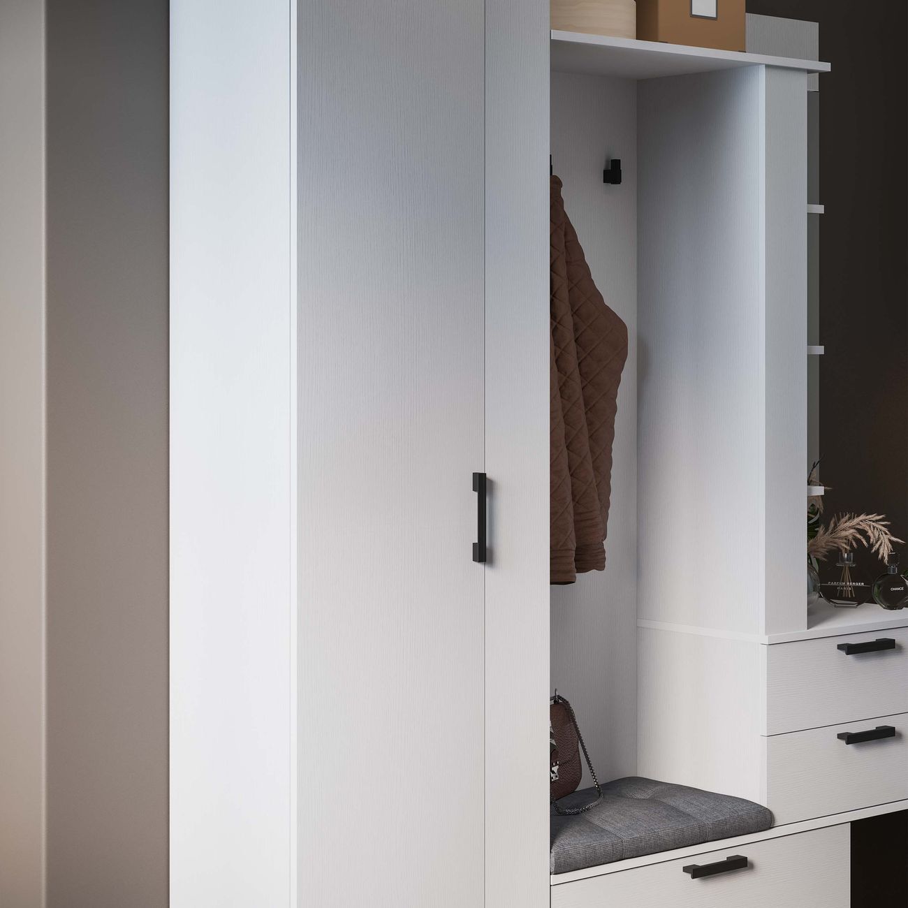 Шкаф для прихожей Трия Эрика 210981 белый ясень