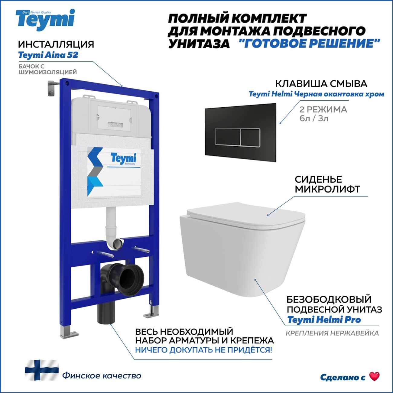 Унитаз Teymi Helmi Pro F15943