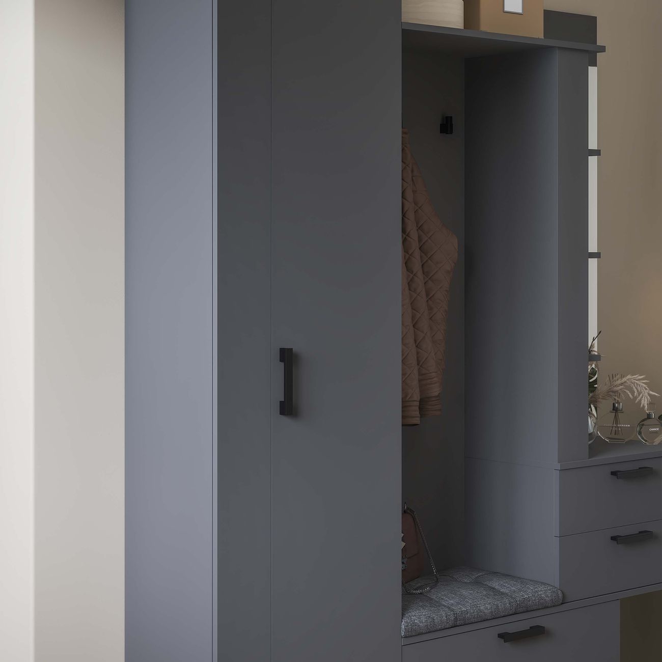 Шкаф для прихожей Трия Эрика 274283 графит серый