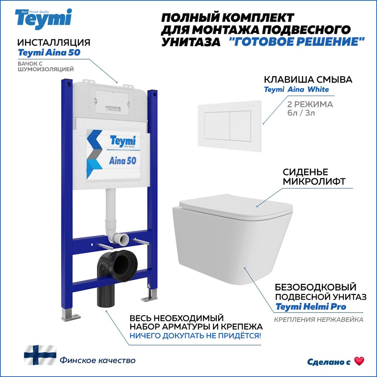 Унитаз Teymi Helmi Pro F15975