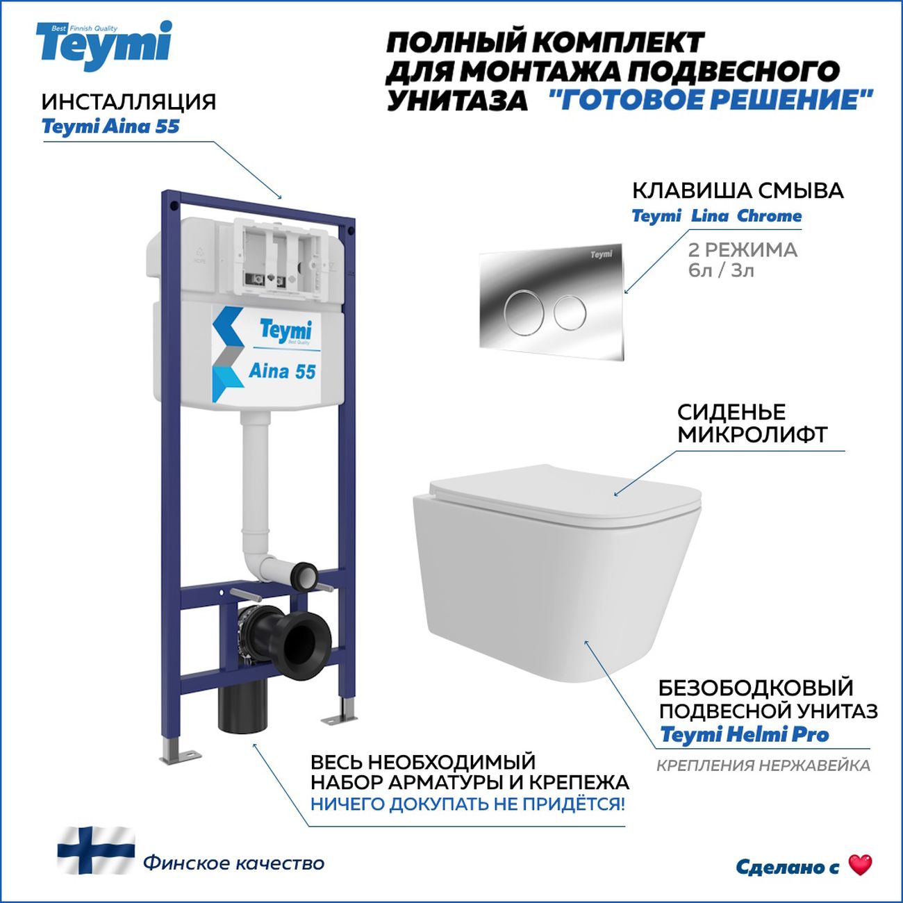 Унитаз Teymi Helmi Pro F15989