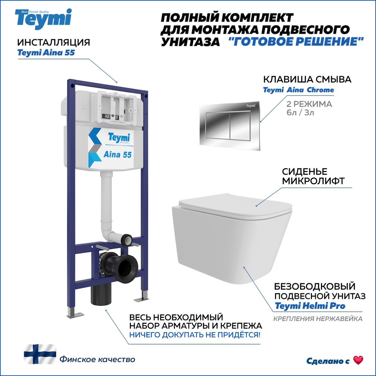 Унитаз Teymi Helmi Pro F15995