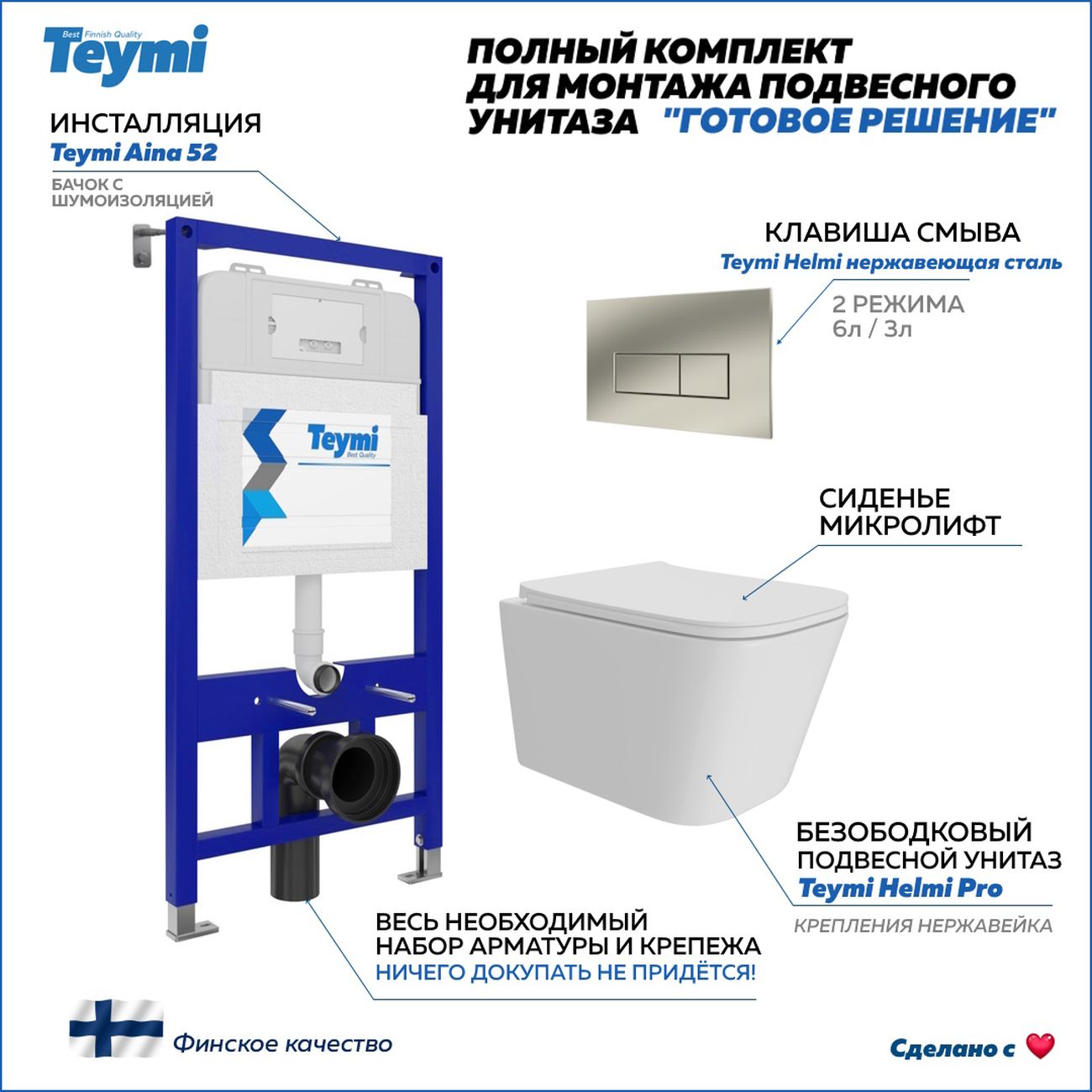 Унитаз Teymi Helmi Pro F15942 фото