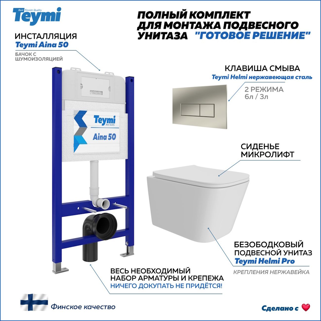 Унитаз Teymi Helmi Pro F15964