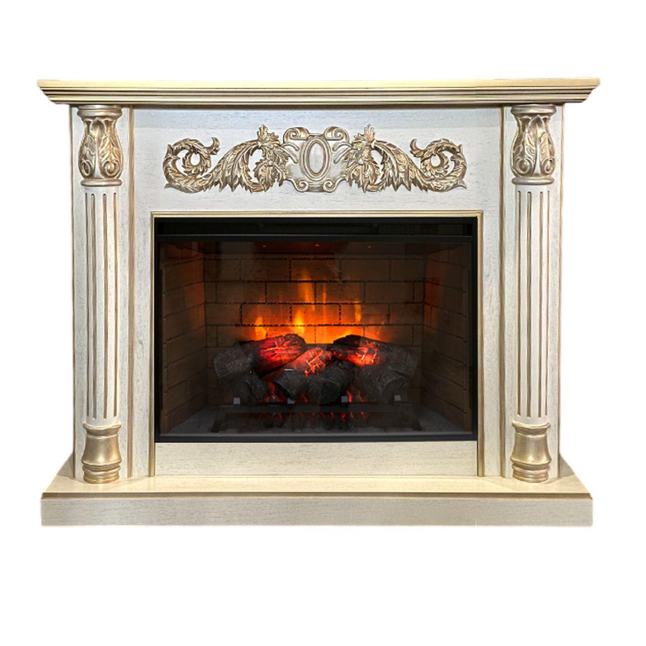 Камин электрический Inter Flame Лорд 33 белый/золотая патина Foton 21-33 LED FXQZ