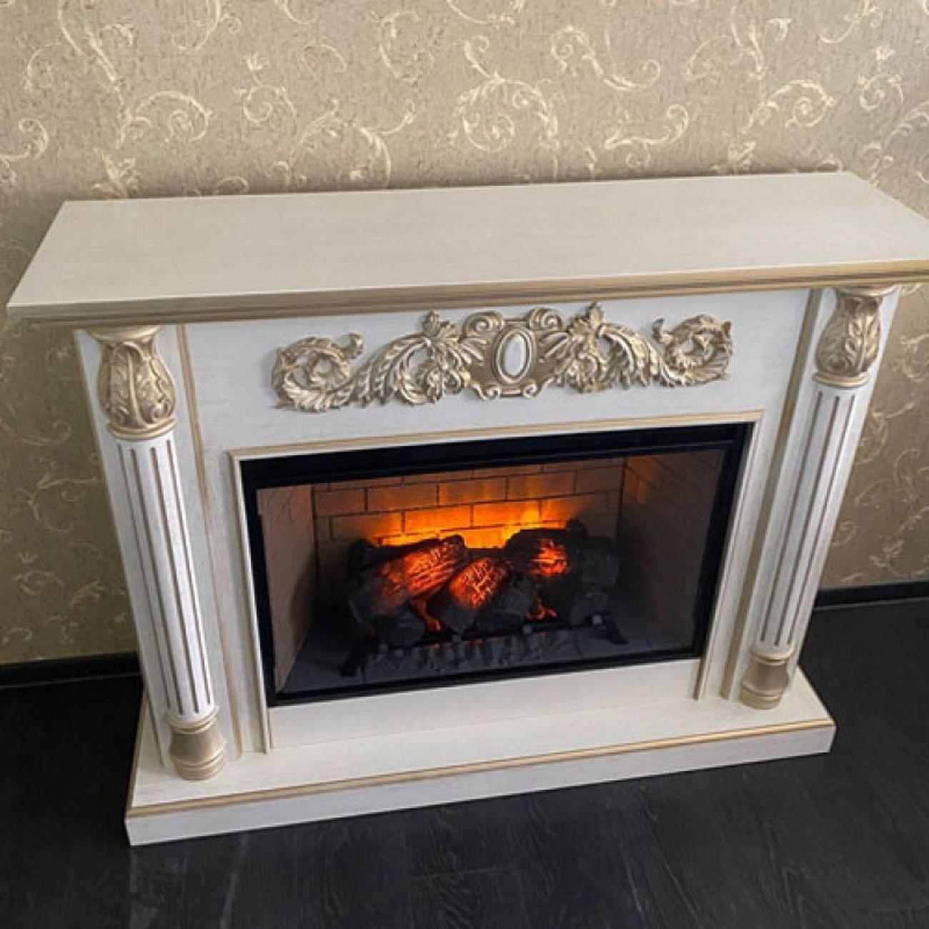 Камин электрический Inter Flame Лорд 33 белый/золотая патина Foton 21-33 LED FXQZ