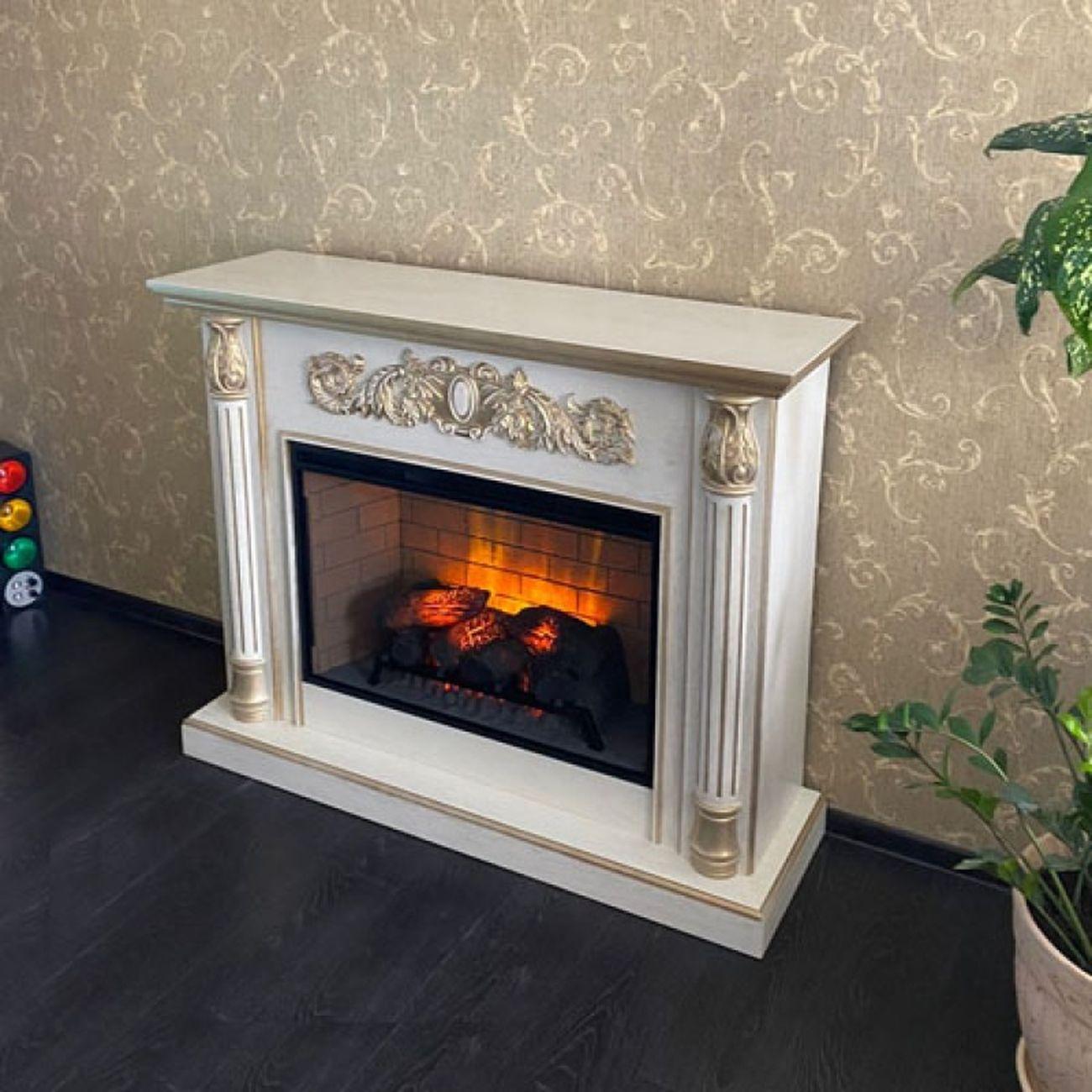 Камин электрический Inter Flame Лорд 33 белый/золотая патина Foton 21-33 LED FXQZ