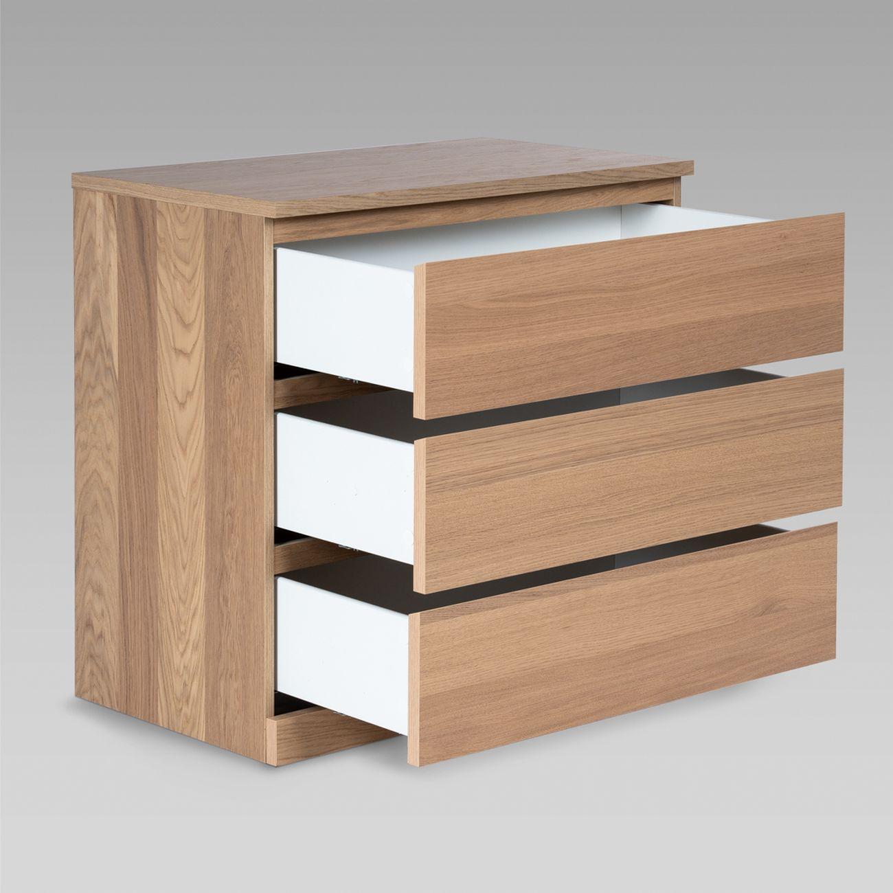 Комод Гуд Лакк Варма Прайм 3 80x77x48, шпон дуб беленый