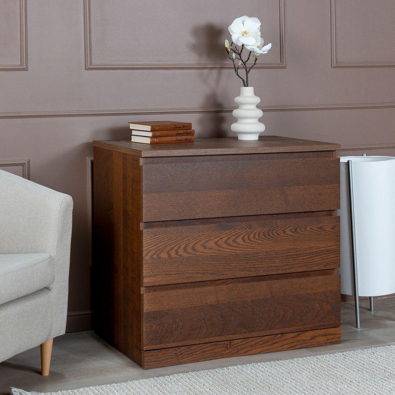 Комод Гуд Лакк Варма Прайм 3 80x77x48, шпон ясень коричневый