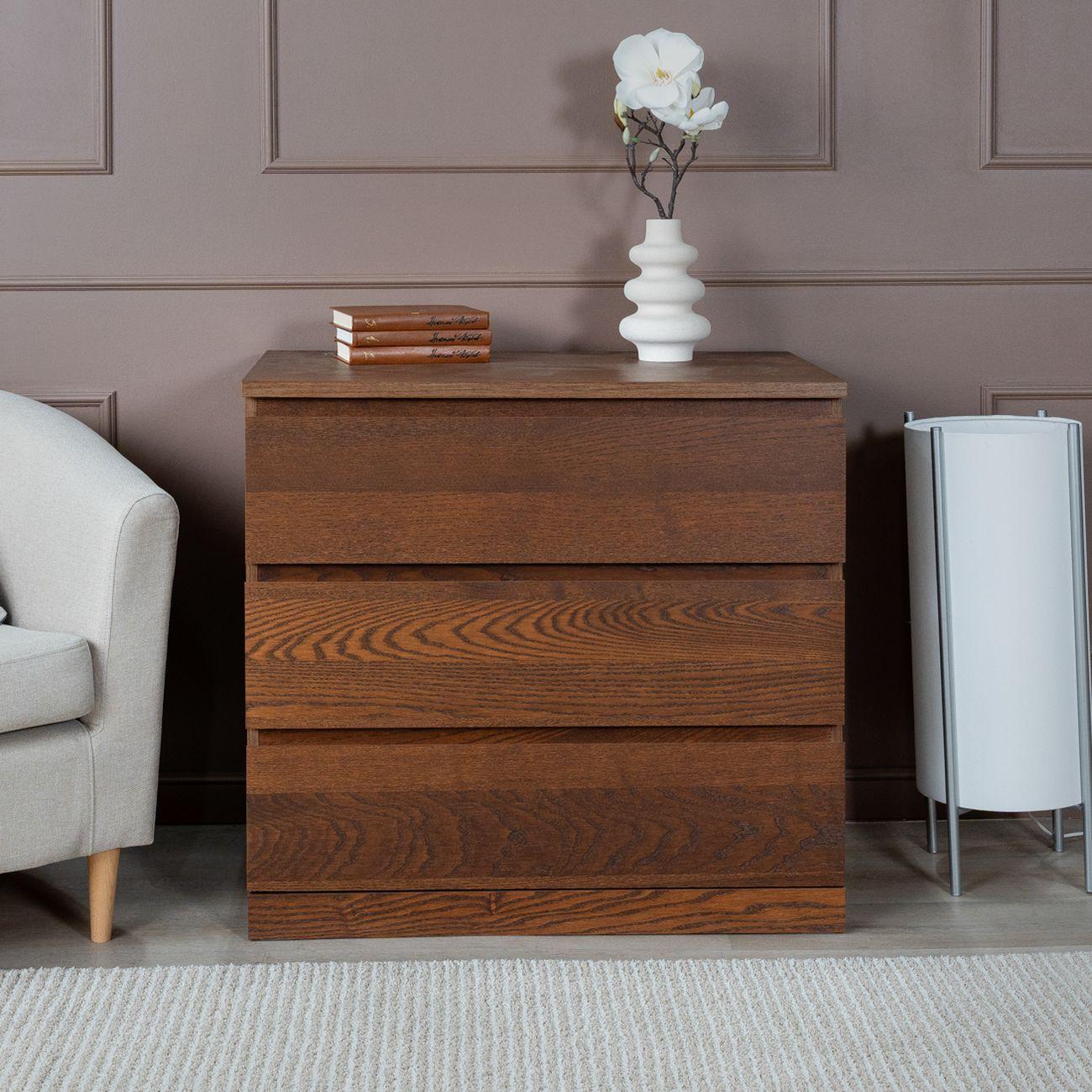 Комод Гуд Лакк Варма Прайм 3 80x77x48, шпон ясень коричневый