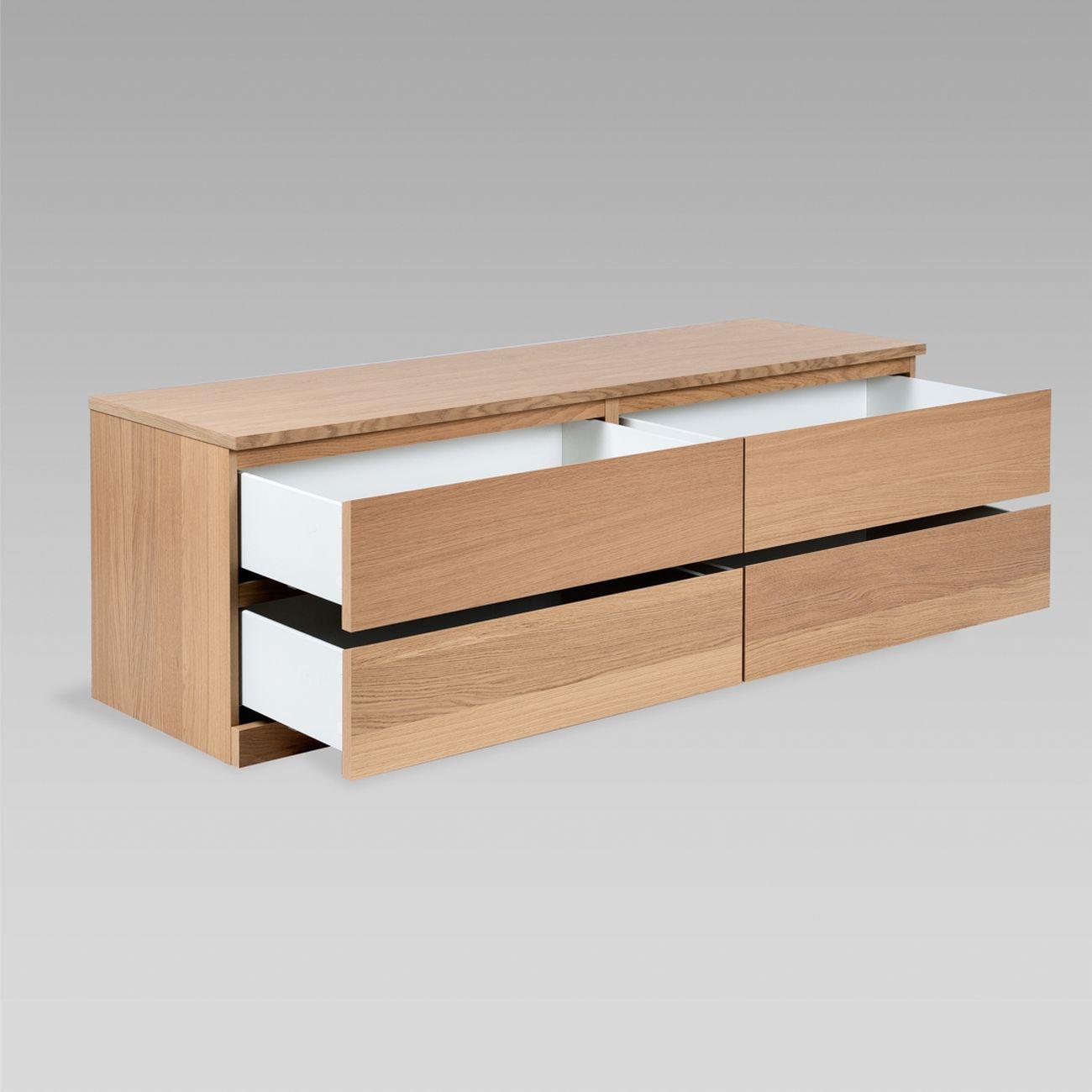 Комод Гуд Лакк Варма Прайм 4Д 160x55x48, шпон дуб беленый