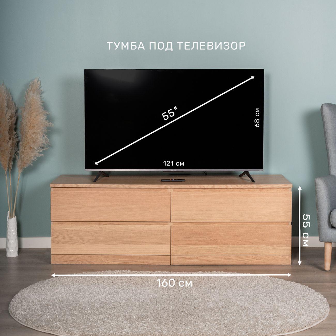 Комод Гуд Лакк Варма Прайм 4Д 160x55x48, шпон дуб беленый