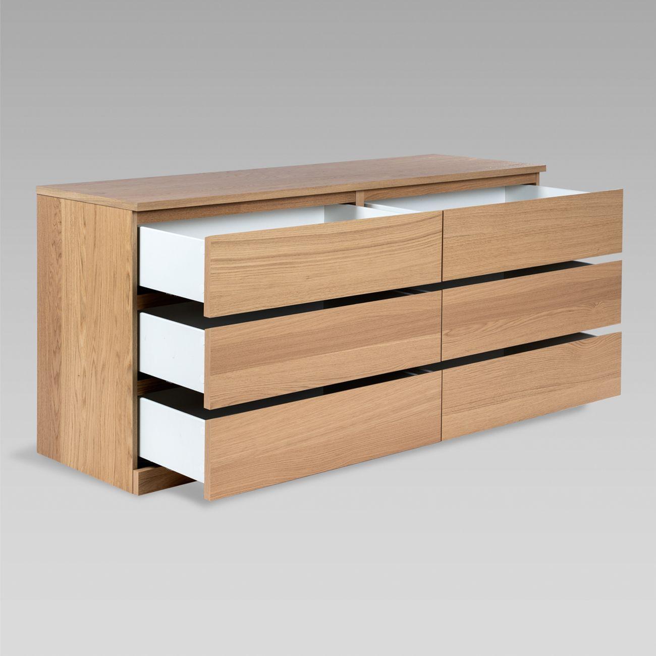 Комод Гуд Лакк Варма Прайм 6Д 160x77x48, шпон дуб беленый