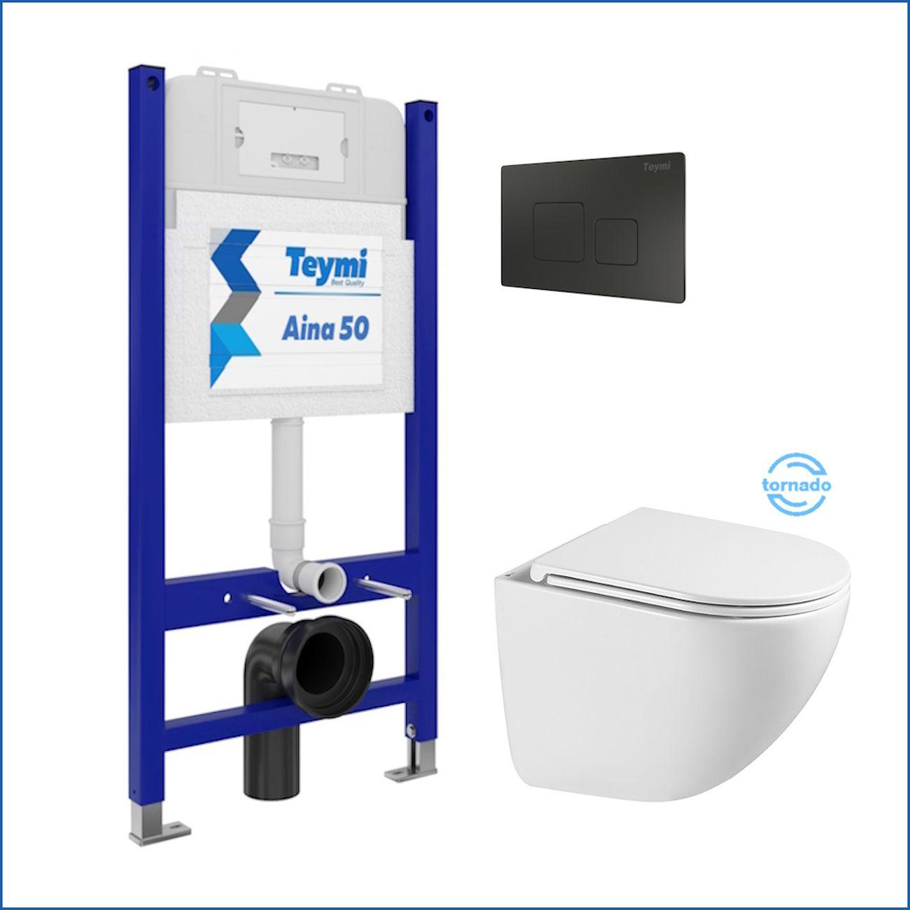 Унитаз Teymi Lina Vortex 3 поколение кнопка черная F16271