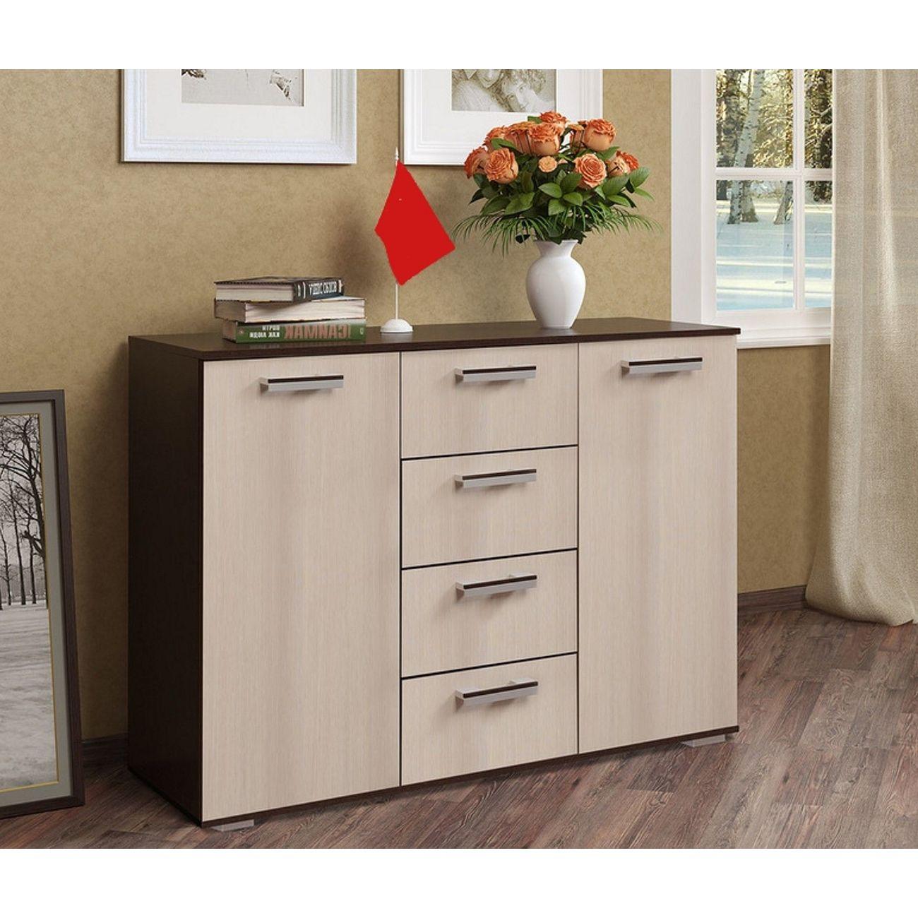 Комод БТС МЕБЕЛЬ Стандарт 2 NEW длинный, венге/лоредо