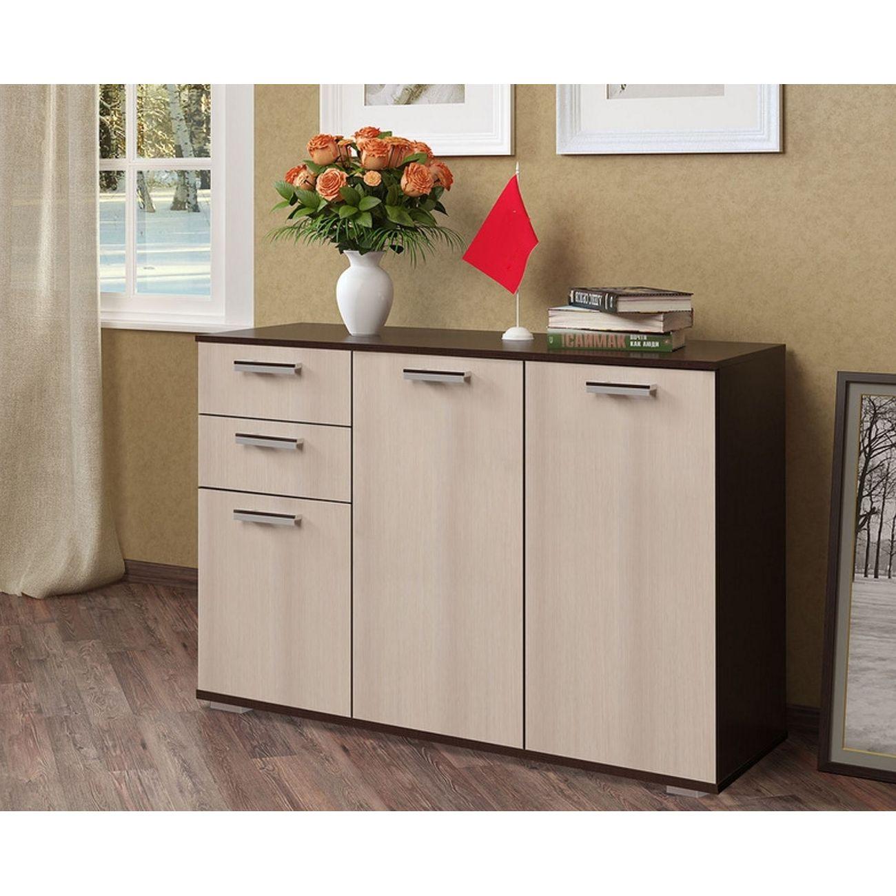 Комод БТС МЕБЕЛЬ Стандарт 3 NEW длинный, венге/лоредо