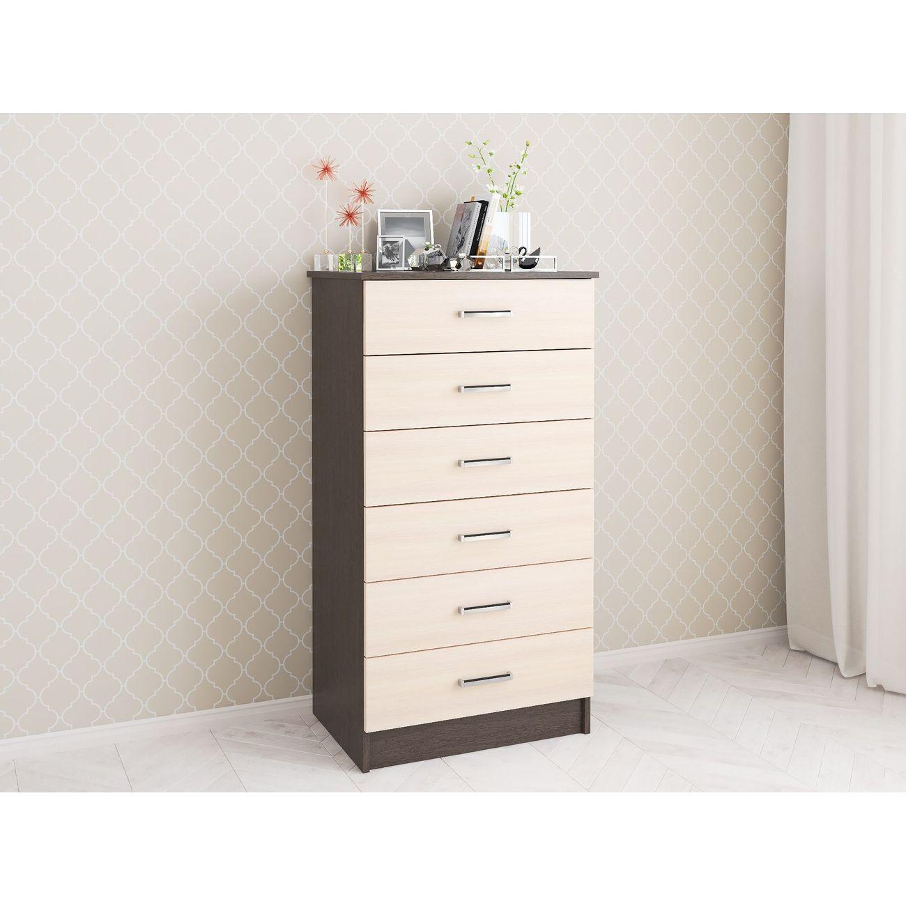 Комод ТЭКС мебель Катрин 4 высокий, венге/дуб молочный