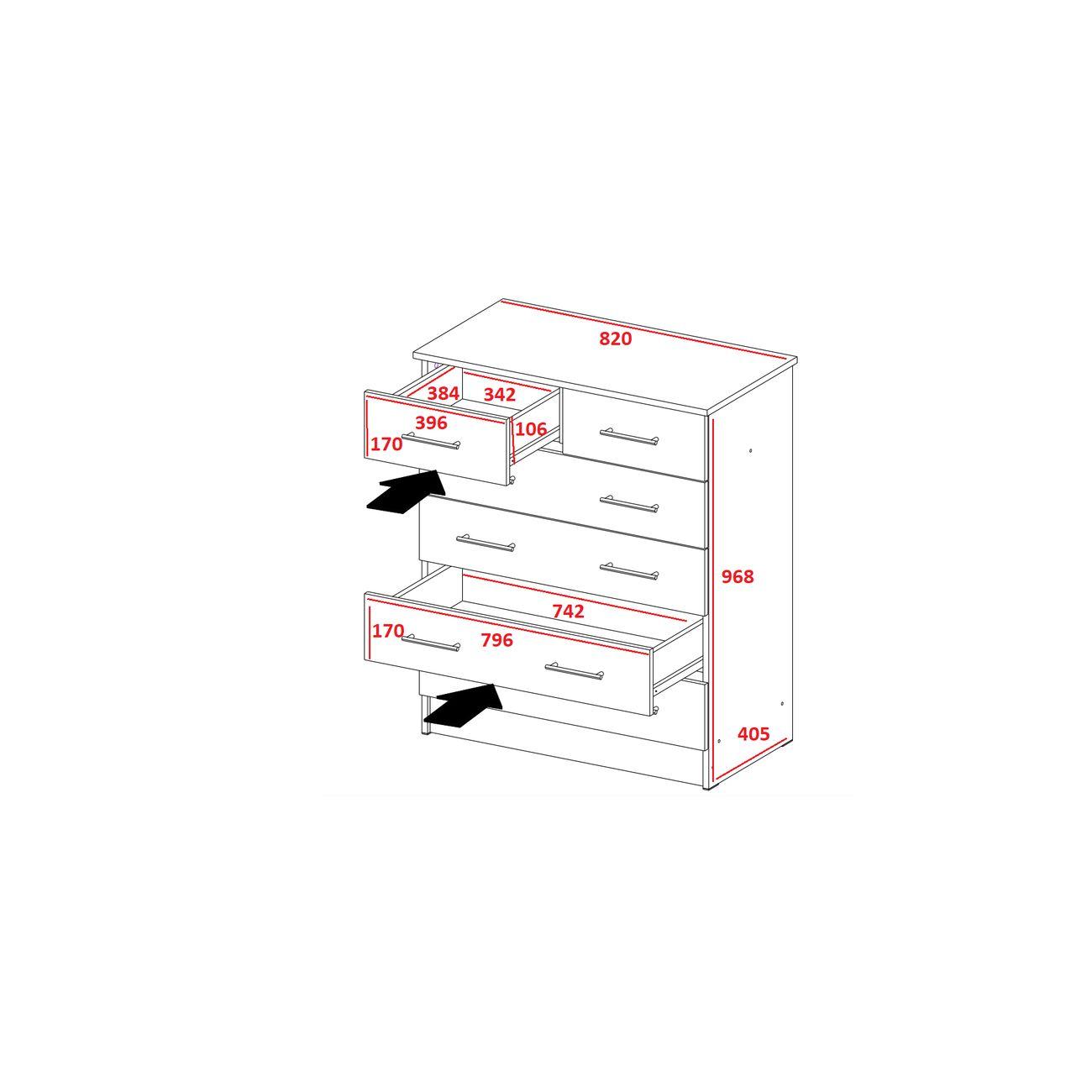 Комод ТЭКС мебель Катрин 5 большой, венге/дуб молочный