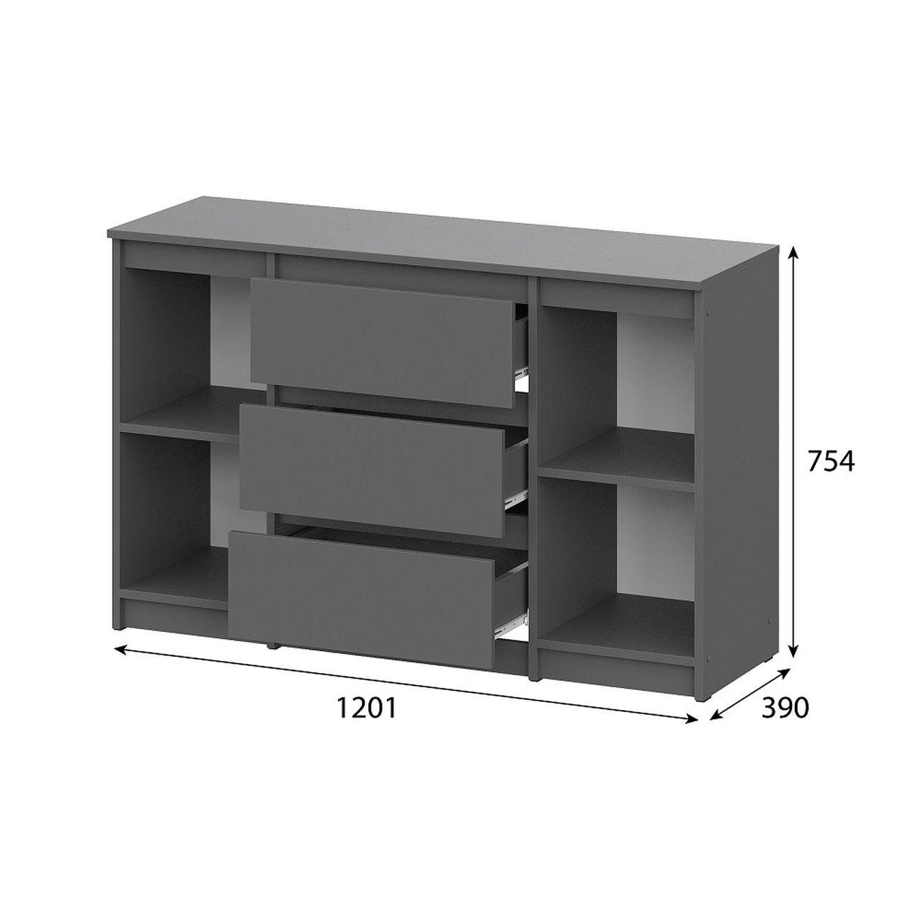 Комод Арника мебель Денвер комбинированный, графит