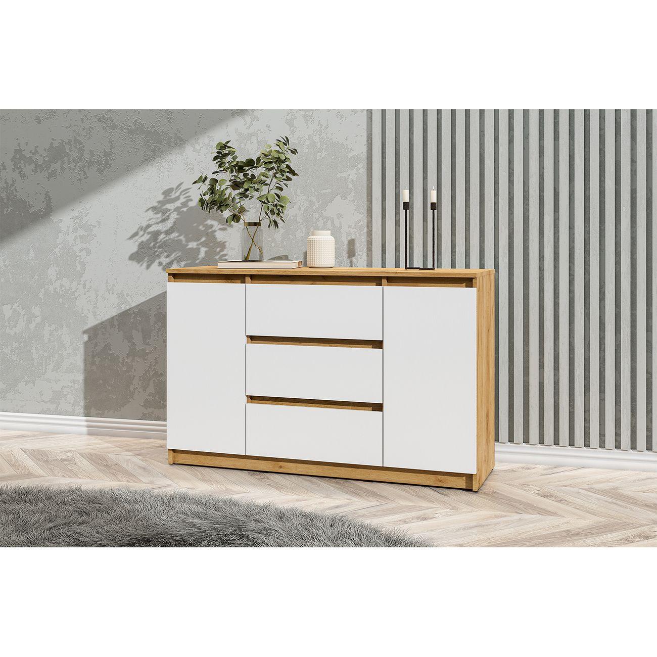 Комод Арника мебель Денвер комбинированный, Дуб золотой, Белый