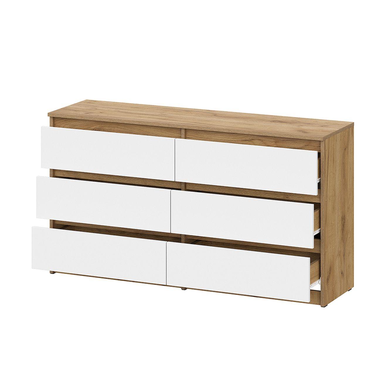 Комод Арника мебель Денвер с ящиками 1,38м, Дуб золотой, Белый