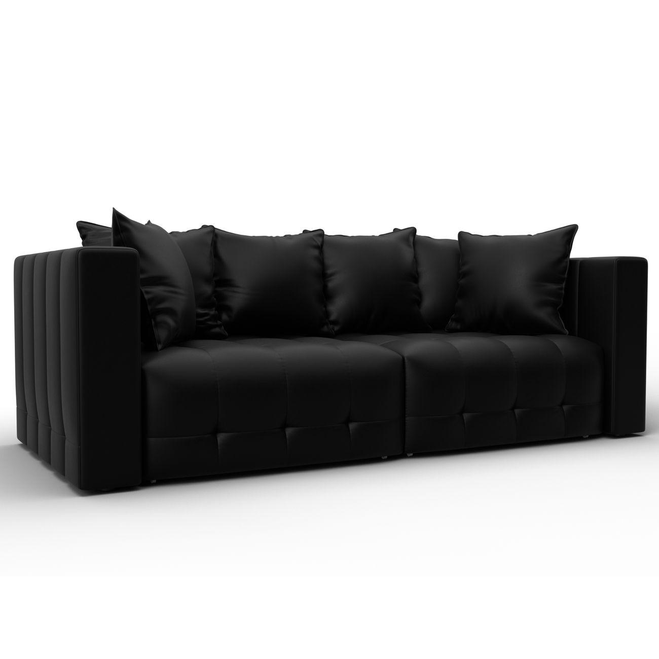 Диван Лига Диванов прямой Лига-052 НПБ, экокожа GRIFON 18 черный