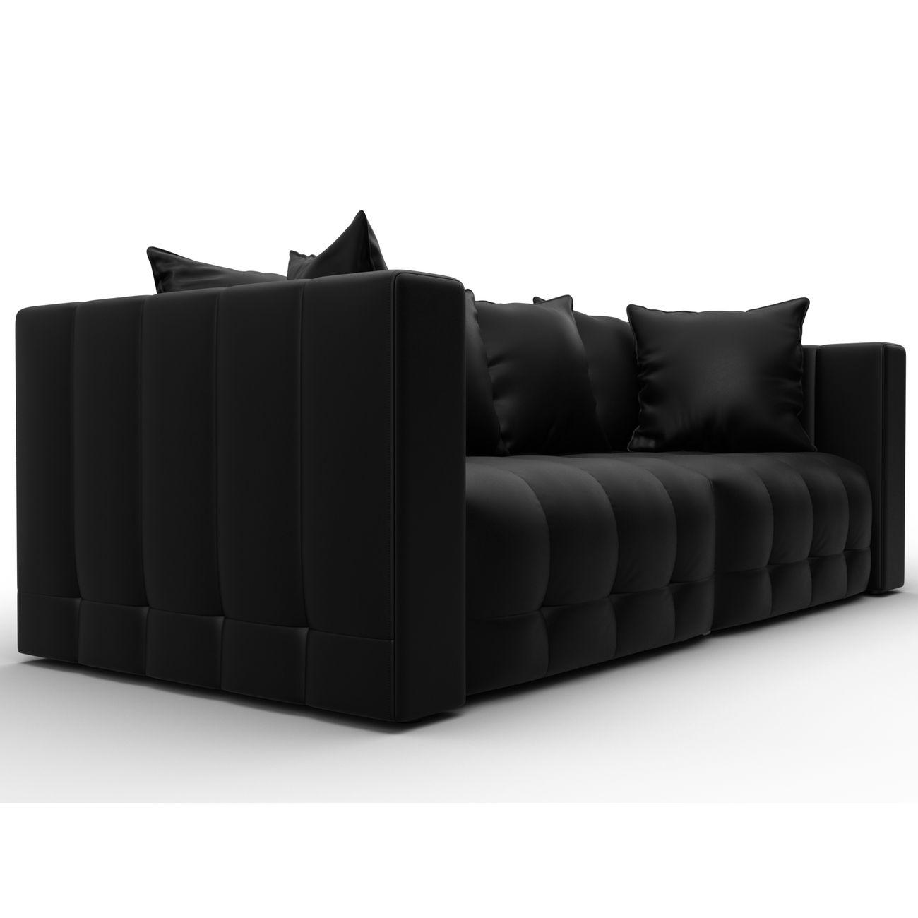 Диван Лига Диванов прямой Лига-052 НПБ, экокожа GRIFON 18 черный