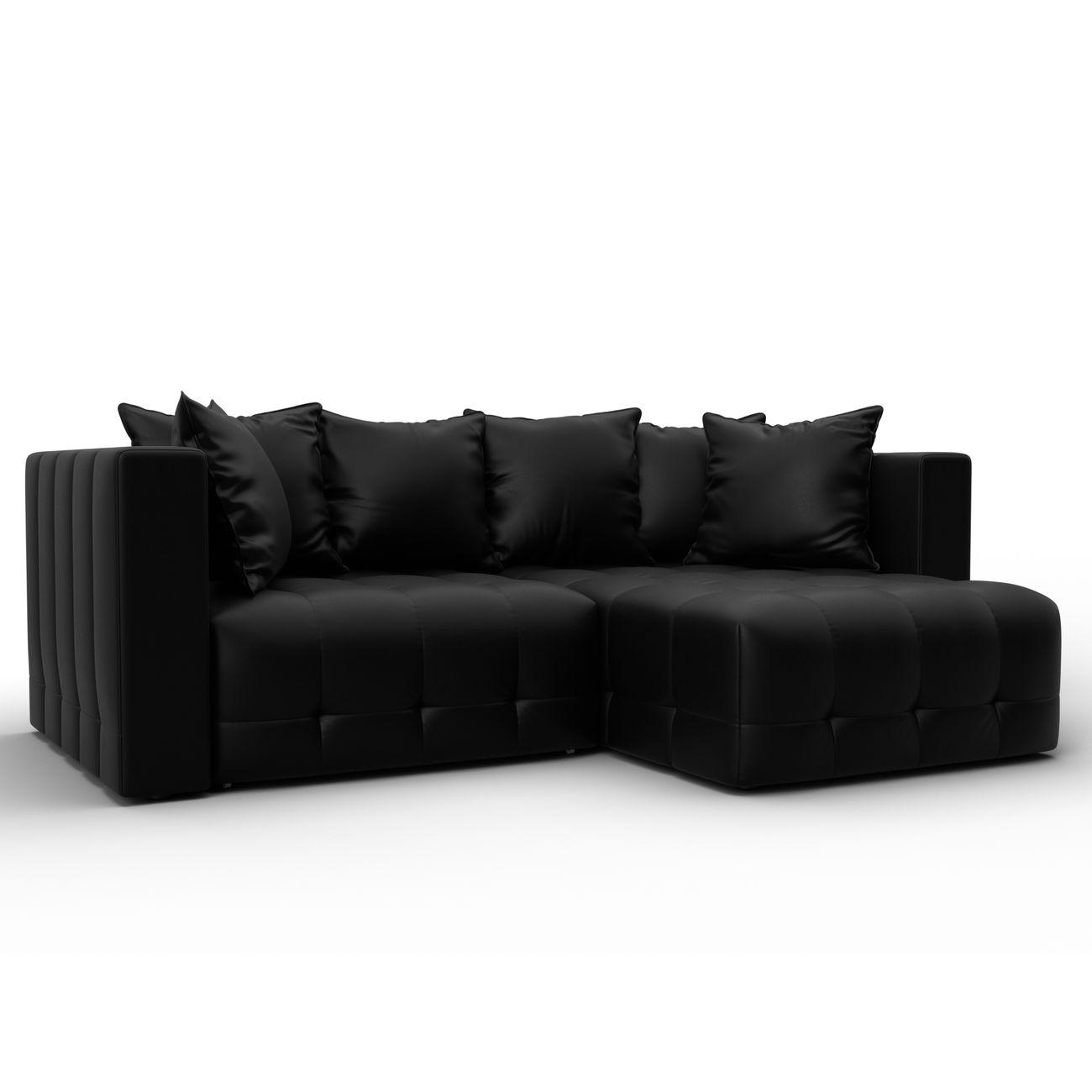 Диван Лига Диванов угловой Лига-052 НПБ, экокожа GRIFON 18 черный