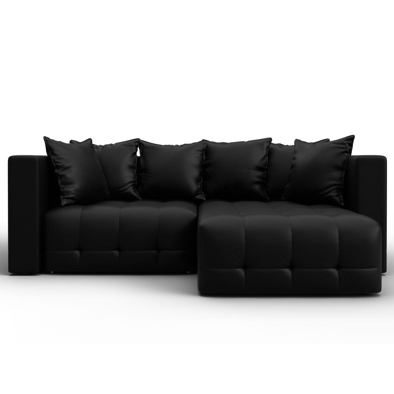 Диван Лига Диванов угловой Лига-052 НПБ, экокожа GRIFON 18 черный