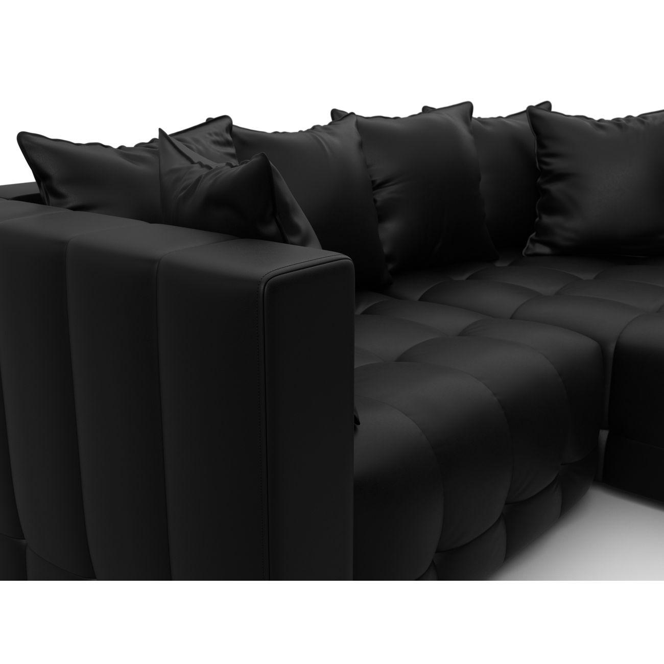 Диван Лига Диванов угловой Лига-052 НПБ, экокожа GRIFON 18 черный