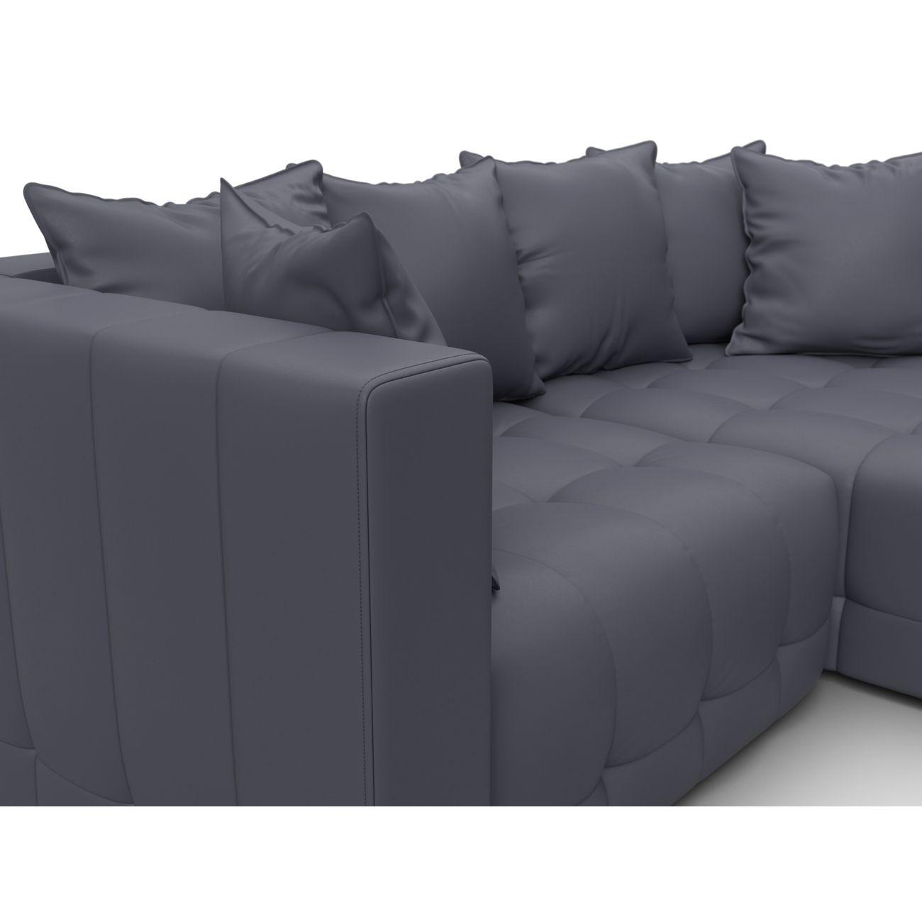 Диван Лига Диванов угловой Лига-052 НПБ, экокожа GRIFON 15 серый