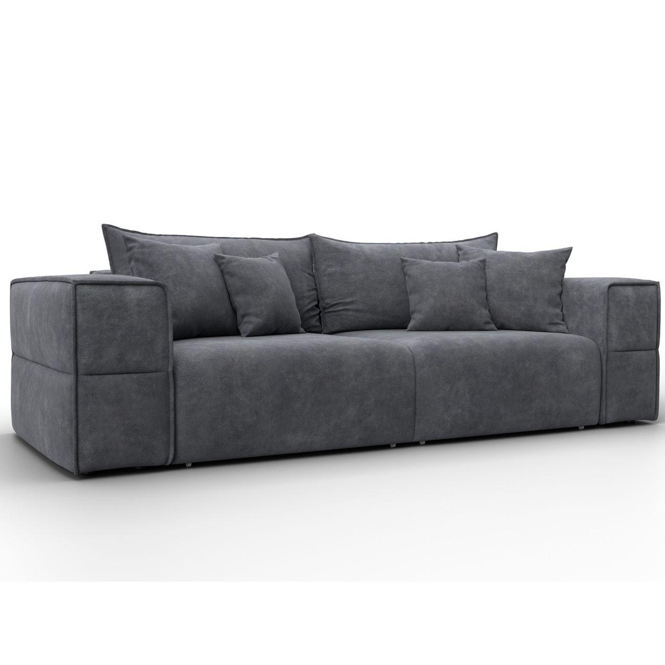 Диван Лига Диванов прямой Лига-058 НПБ, велюр BRUT 16 темно-серый