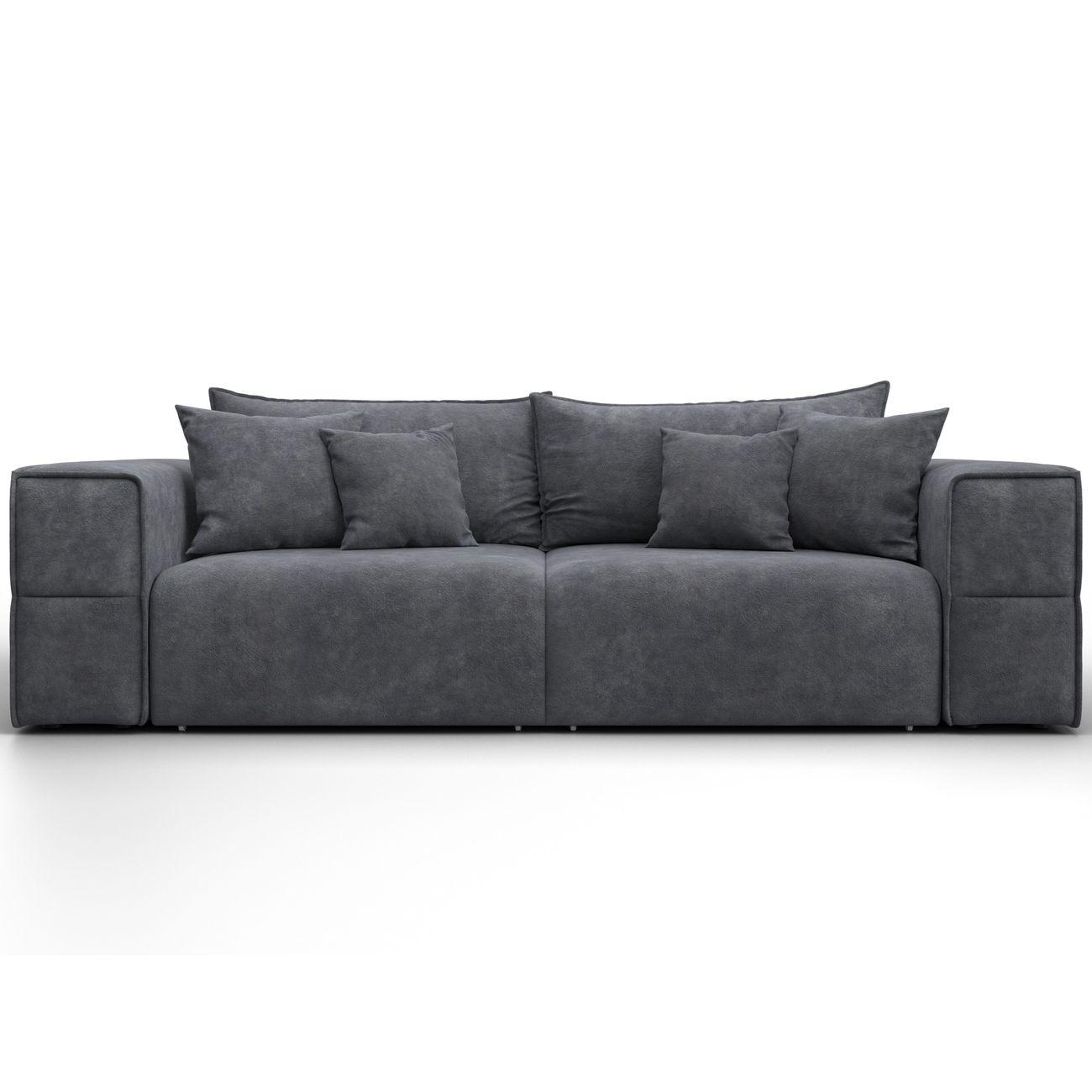 Диван Лига Диванов прямой Лига-058 НПБ, велюр BRUT 16 темно-серый