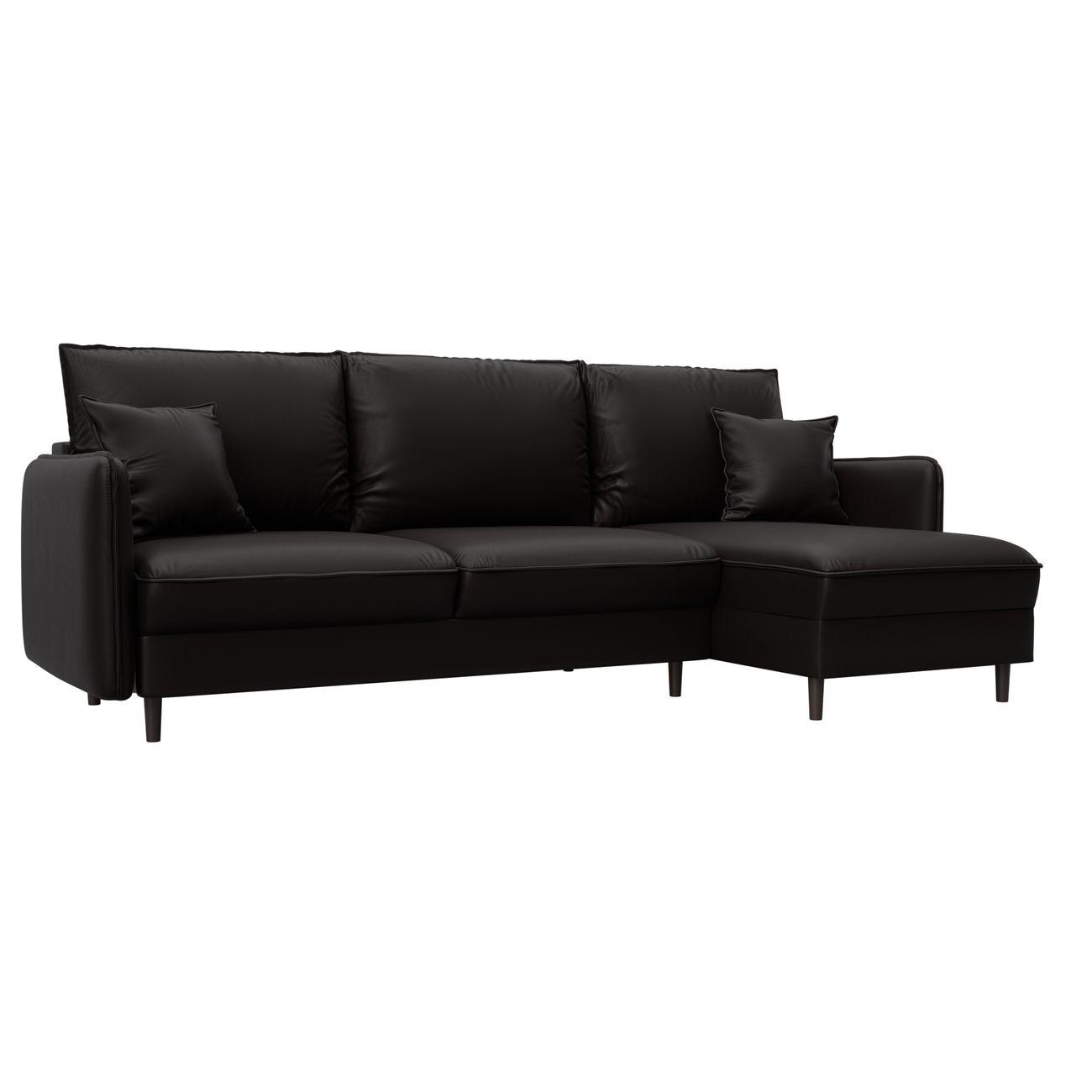 Диван Лига Диванов угловой Лига-064 НПБ экокожа GRIFON 12 коричневый