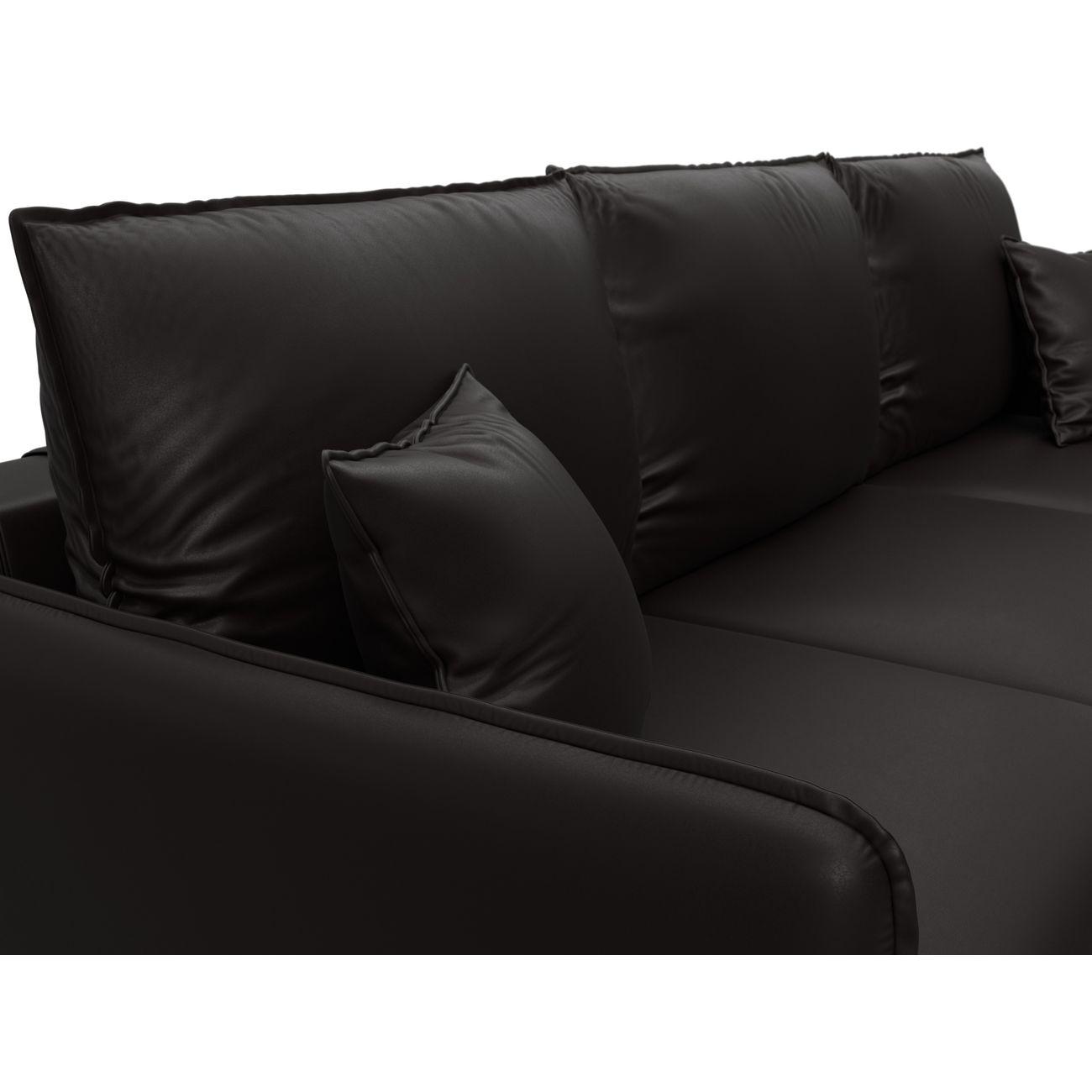 Диван Лига Диванов угловой Лига-064 НПБ экокожа GRIFON 12 коричневый