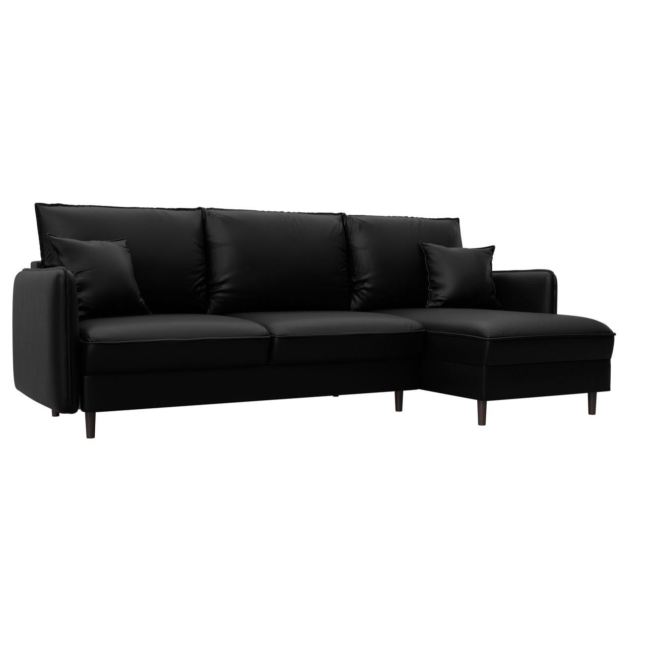 Диван Лига Диванов угловой Лига-064 НПБ, экокожа GRIFON 18 черный