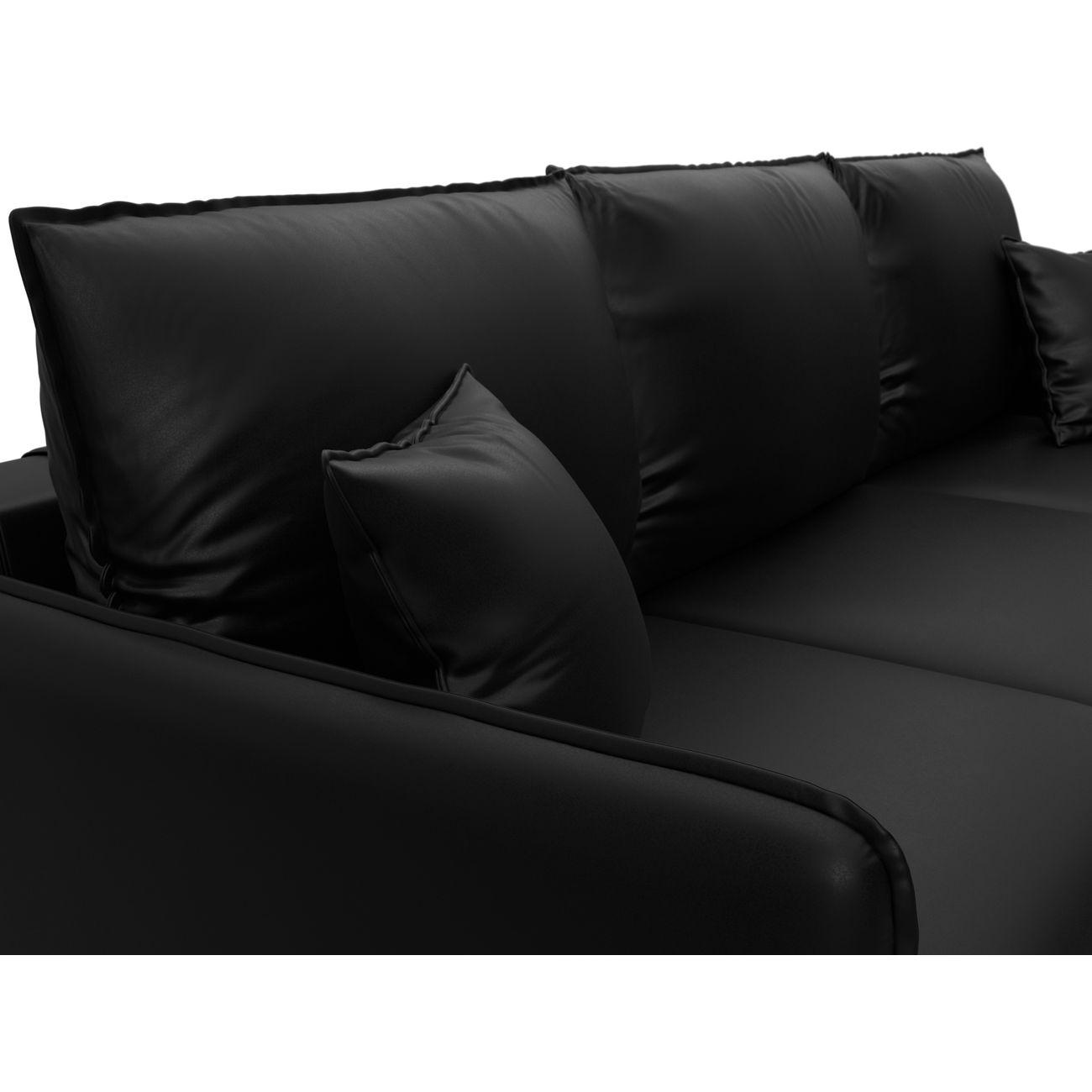 Диван Лига Диванов угловой Лига-064 НПБ, экокожа GRIFON 18 черный