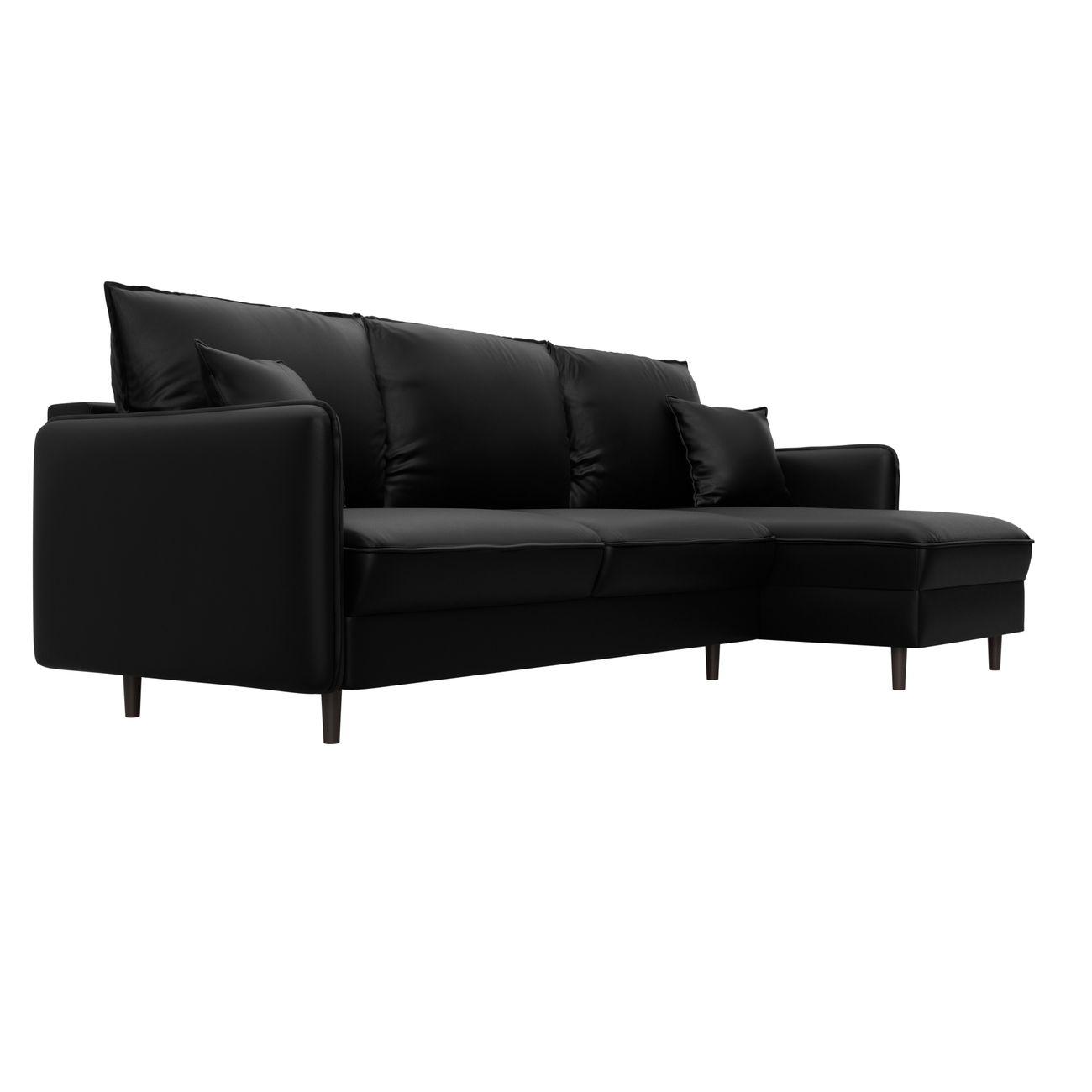 Диван Лига Диванов угловой Лига-064 НПБ, экокожа GRIFON 18 черный