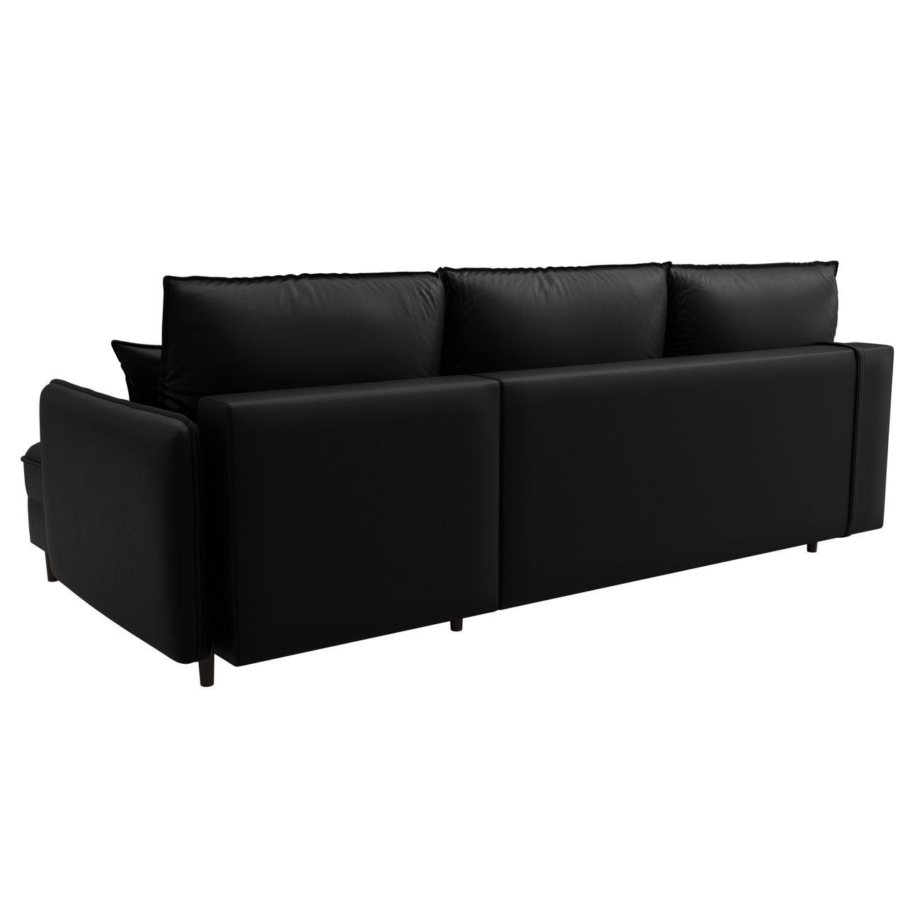 Диван Лига Диванов угловой Лига-064 НПБ, экокожа GRIFON 18 черный