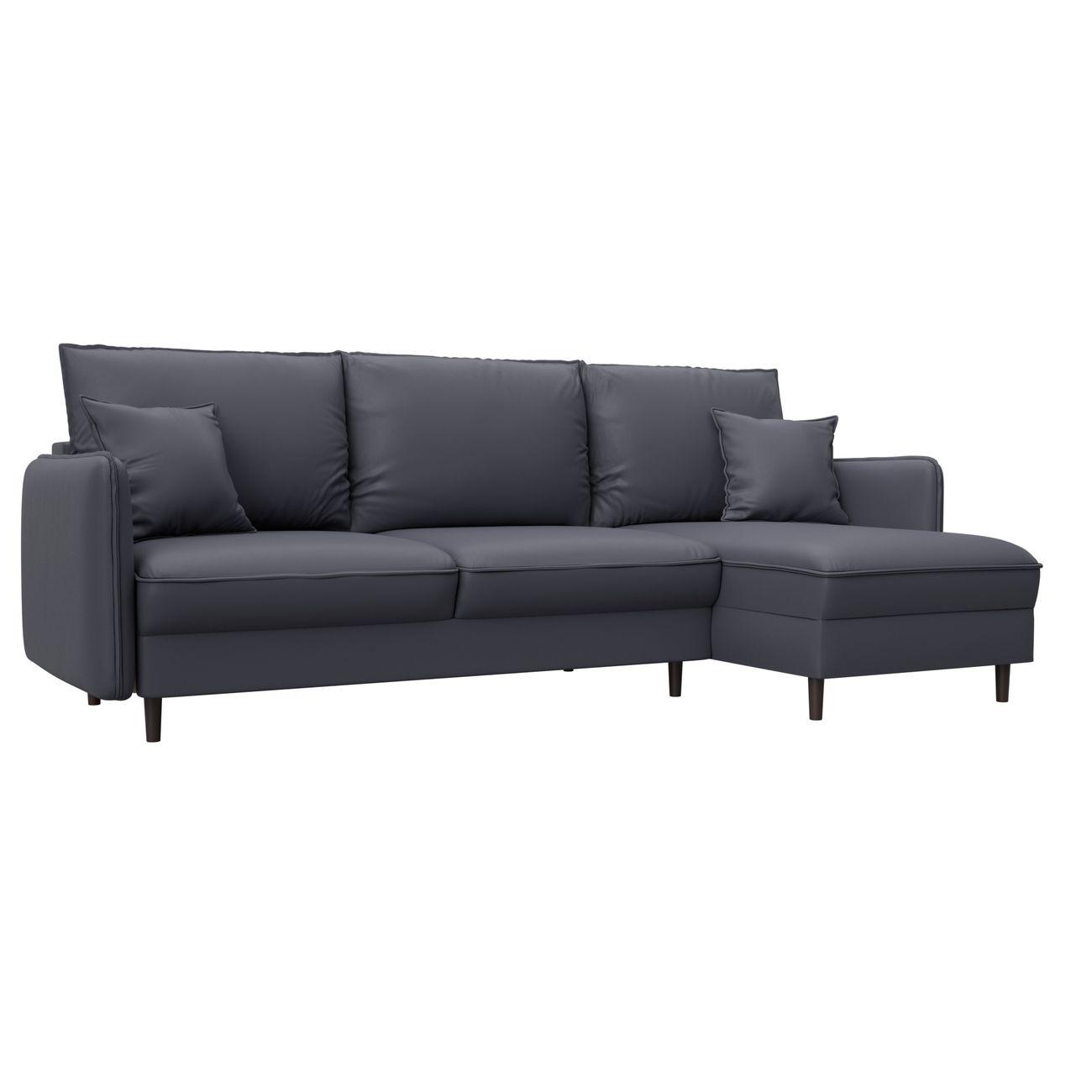 Диван Лига Диванов угловой Лига-064 НПБ, экокожа GRIFON 15 серый