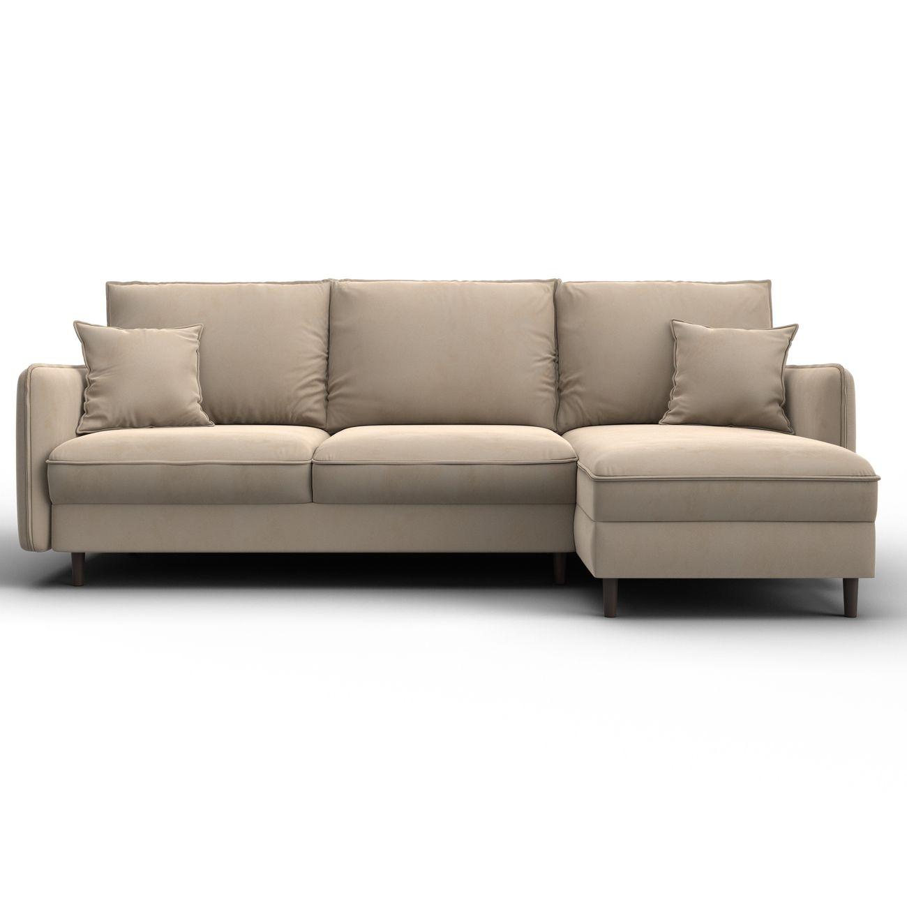 Диван Лига Диванов угловой Лига-064 НПБ, велюр SEVEN 729 бежевый