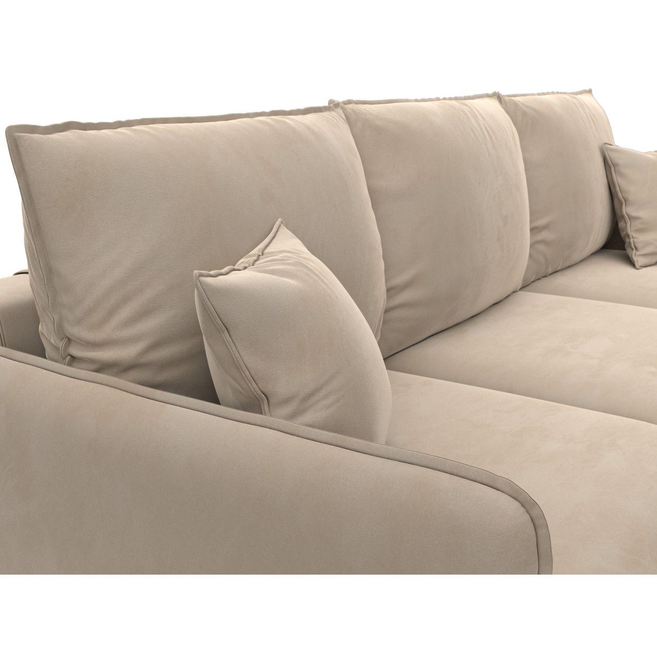 Диван Лига Диванов угловой Лига-064 НПБ, велюр SEVEN 729 бежевый