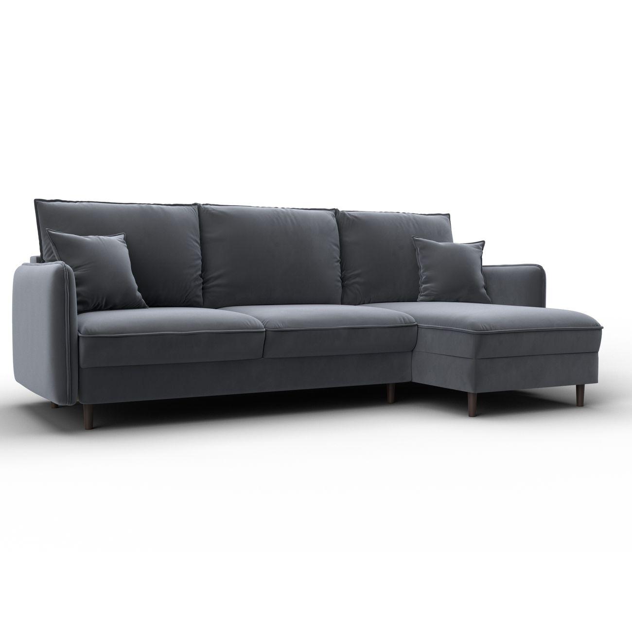 Диван Лига Диванов угловой Лига-064 НПБ, велюр SEVEN 17 серый