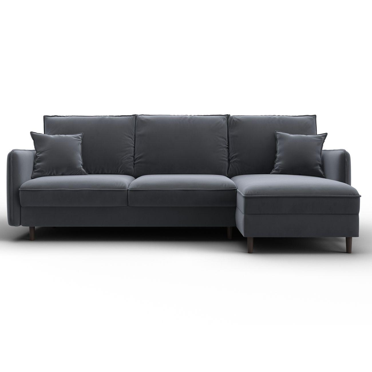 Диван Лига Диванов угловой Лига-064 НПБ, велюр SEVEN 17 серый