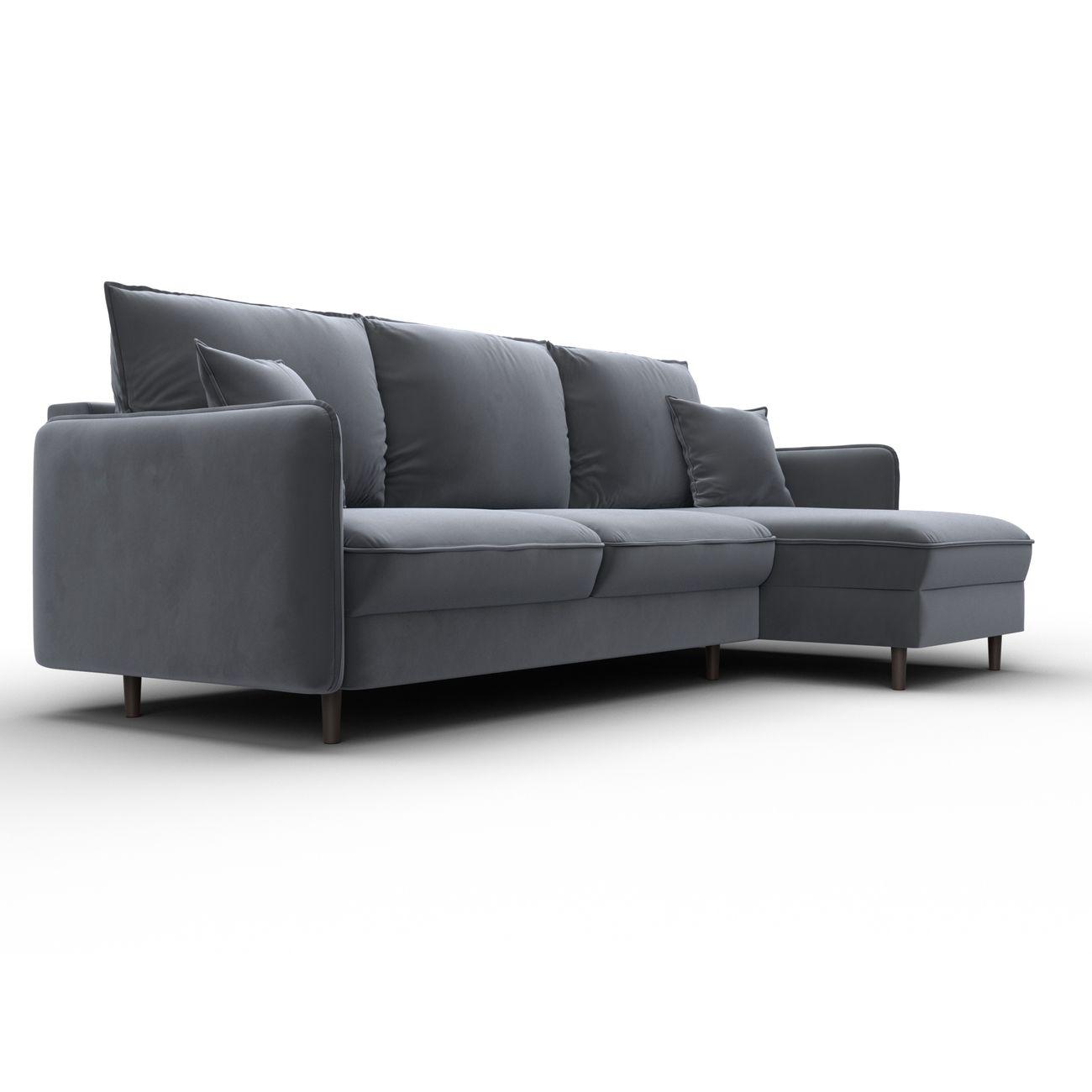 Диван Лига Диванов угловой Лига-064 НПБ, велюр SEVEN 17 серый