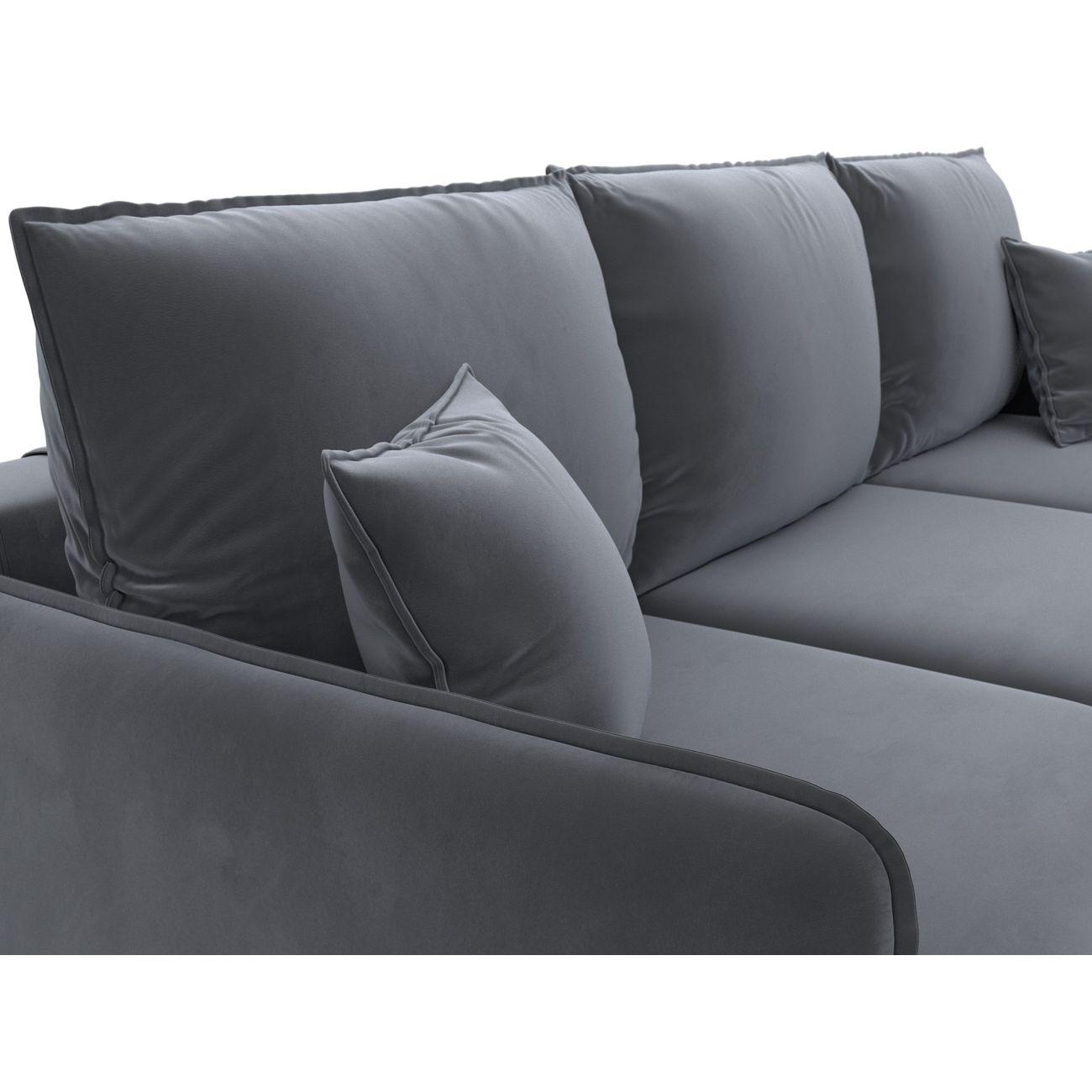 Диван Лига Диванов угловой Лига-064 НПБ, велюр SEVEN 17 серый